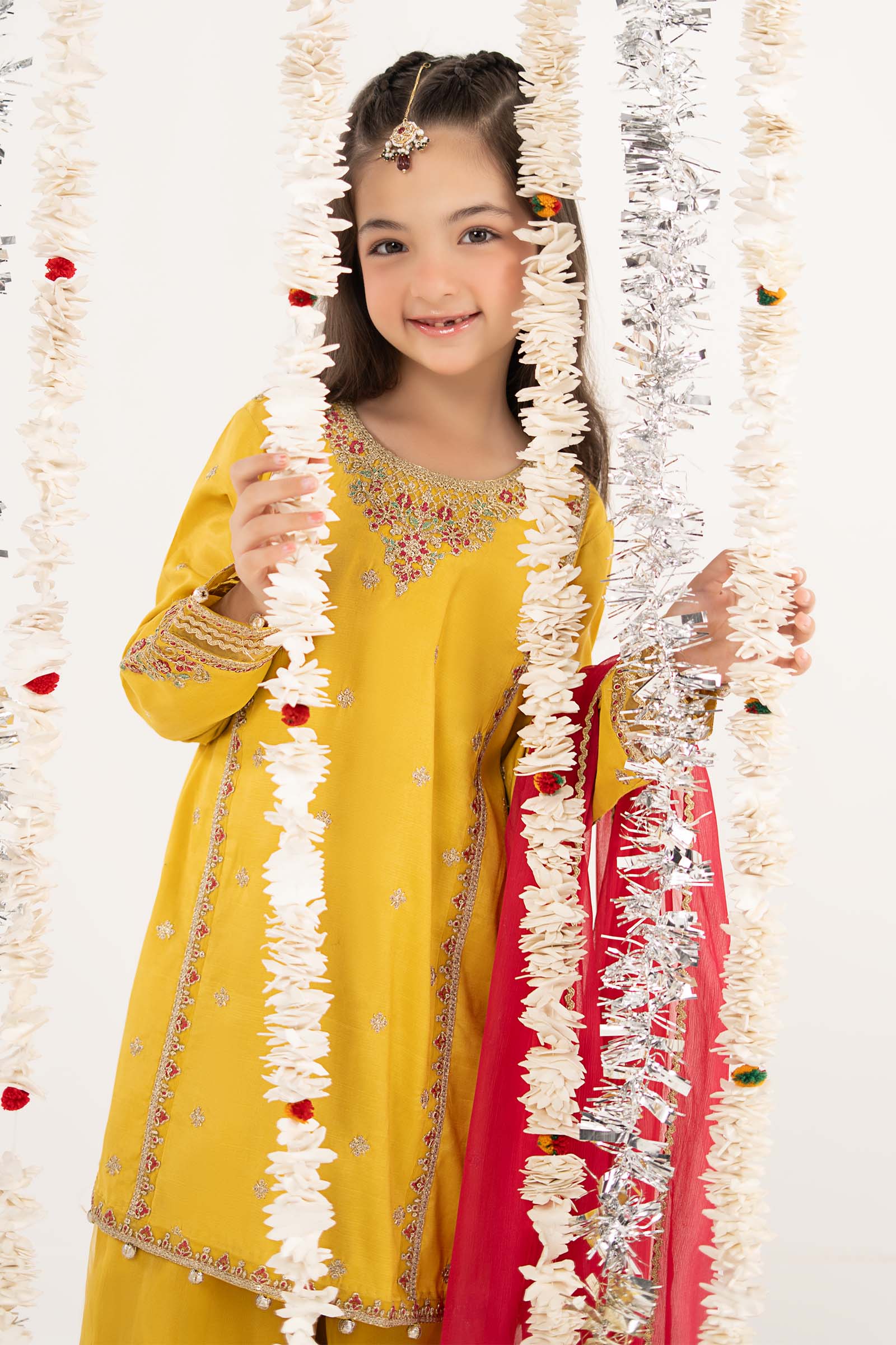 3 Piece Embroidered Raw Silk Suit - Image 3