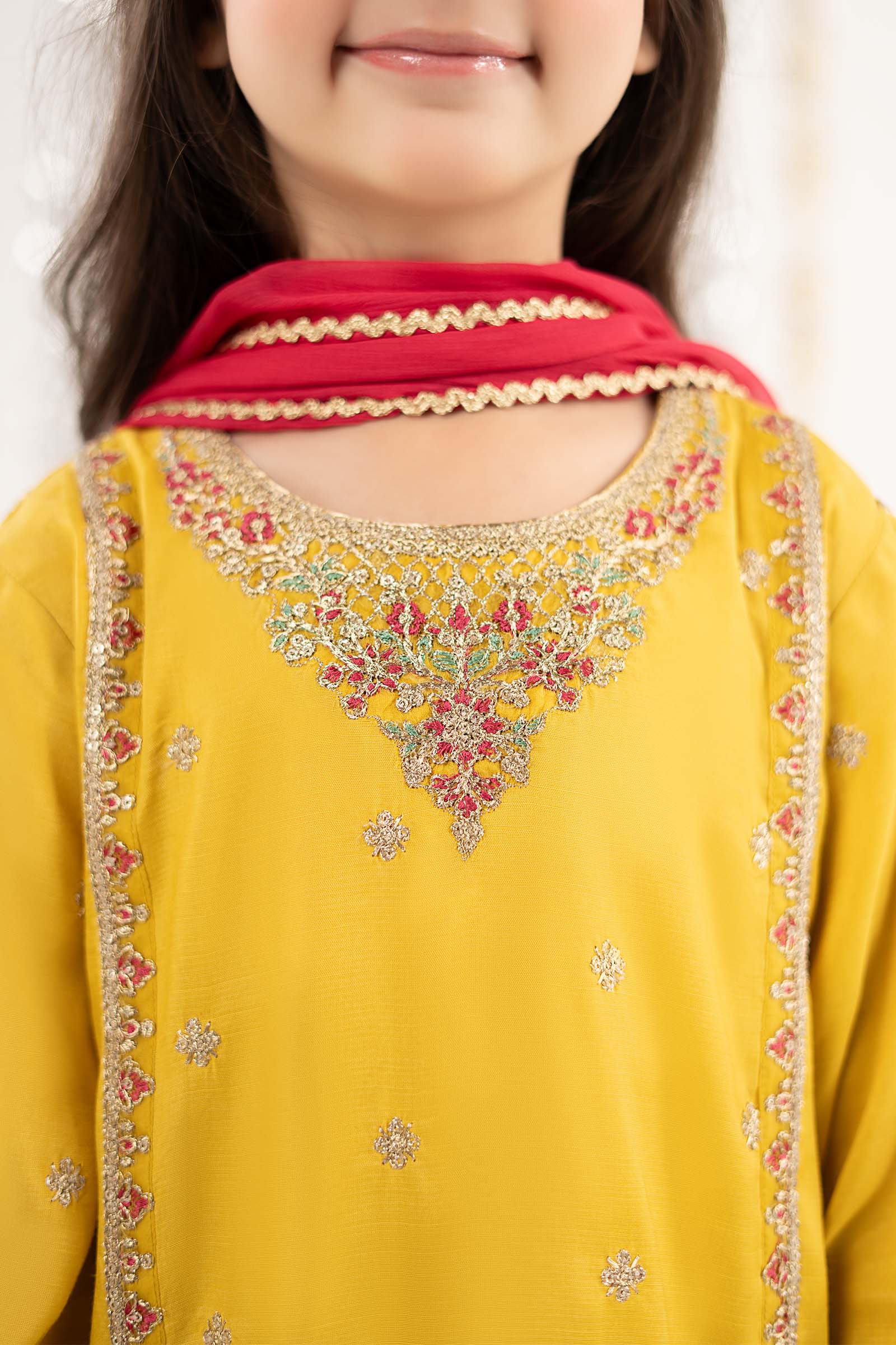 3 Piece Embroidered Raw Silk Suit - Image 4