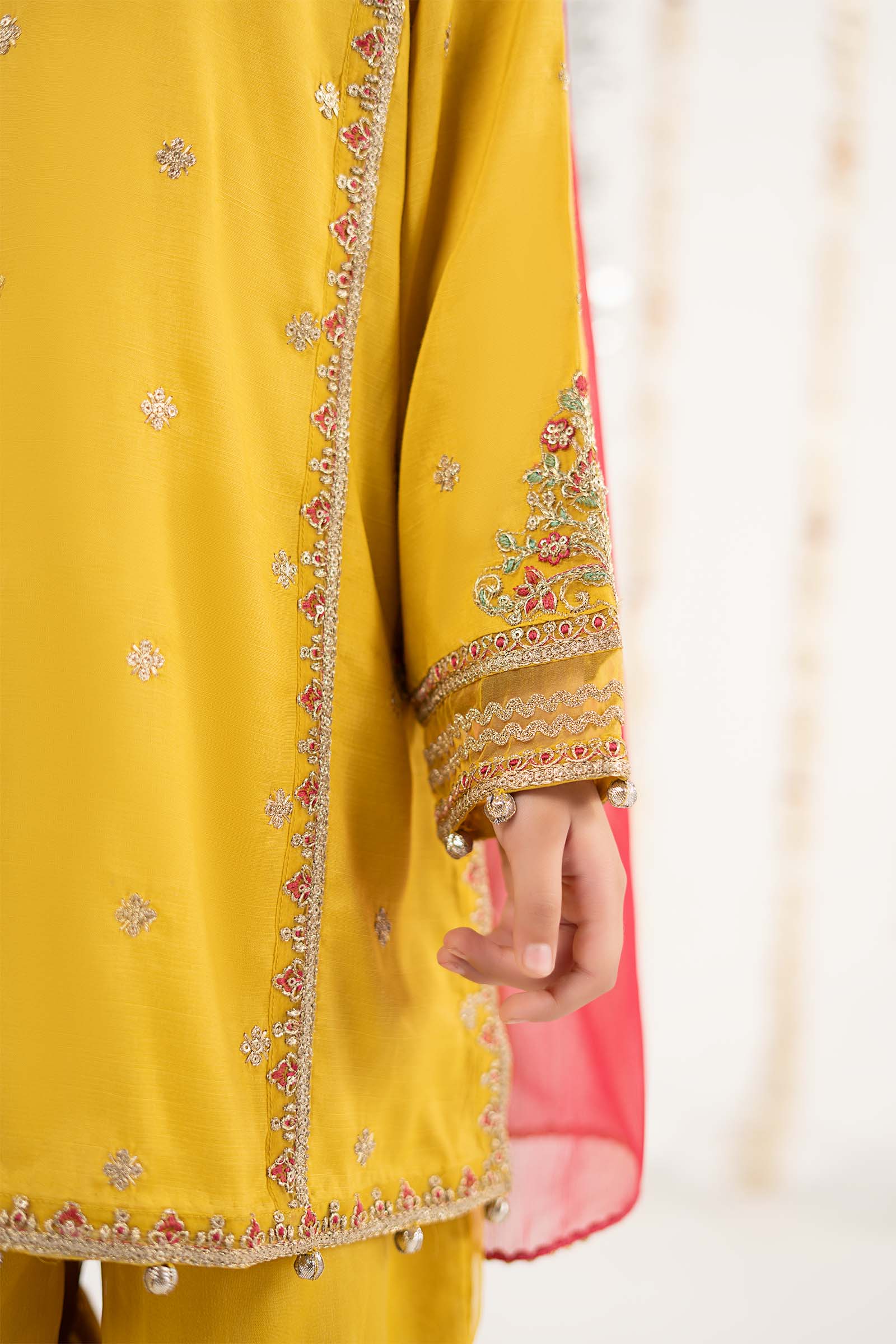 3 Piece Embroidered Raw Silk Suit - Image 5