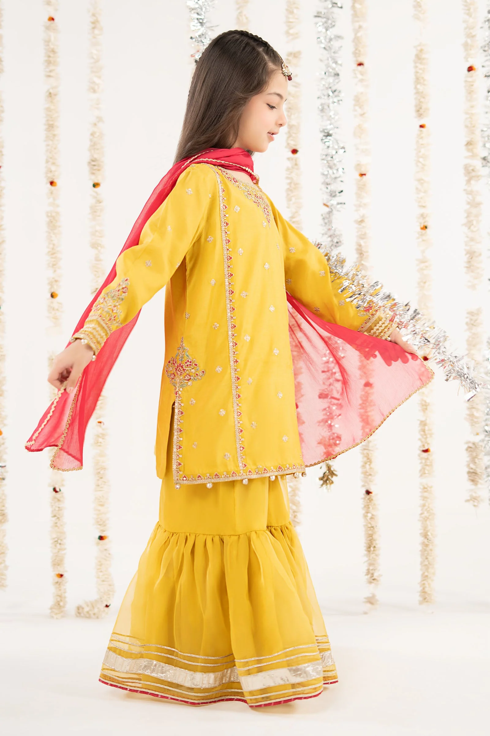 3 Piece Embroidered Raw Silk Suit - Image 7