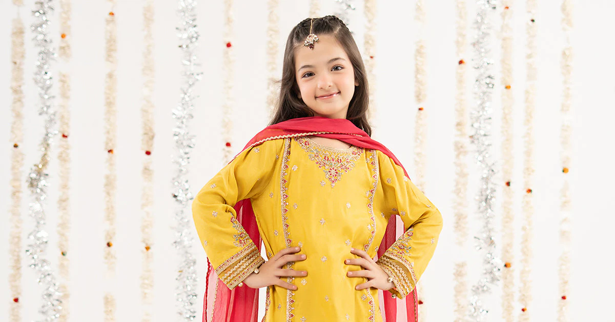 3 Piece Embroidered Raw Silk Suit - Image 9
