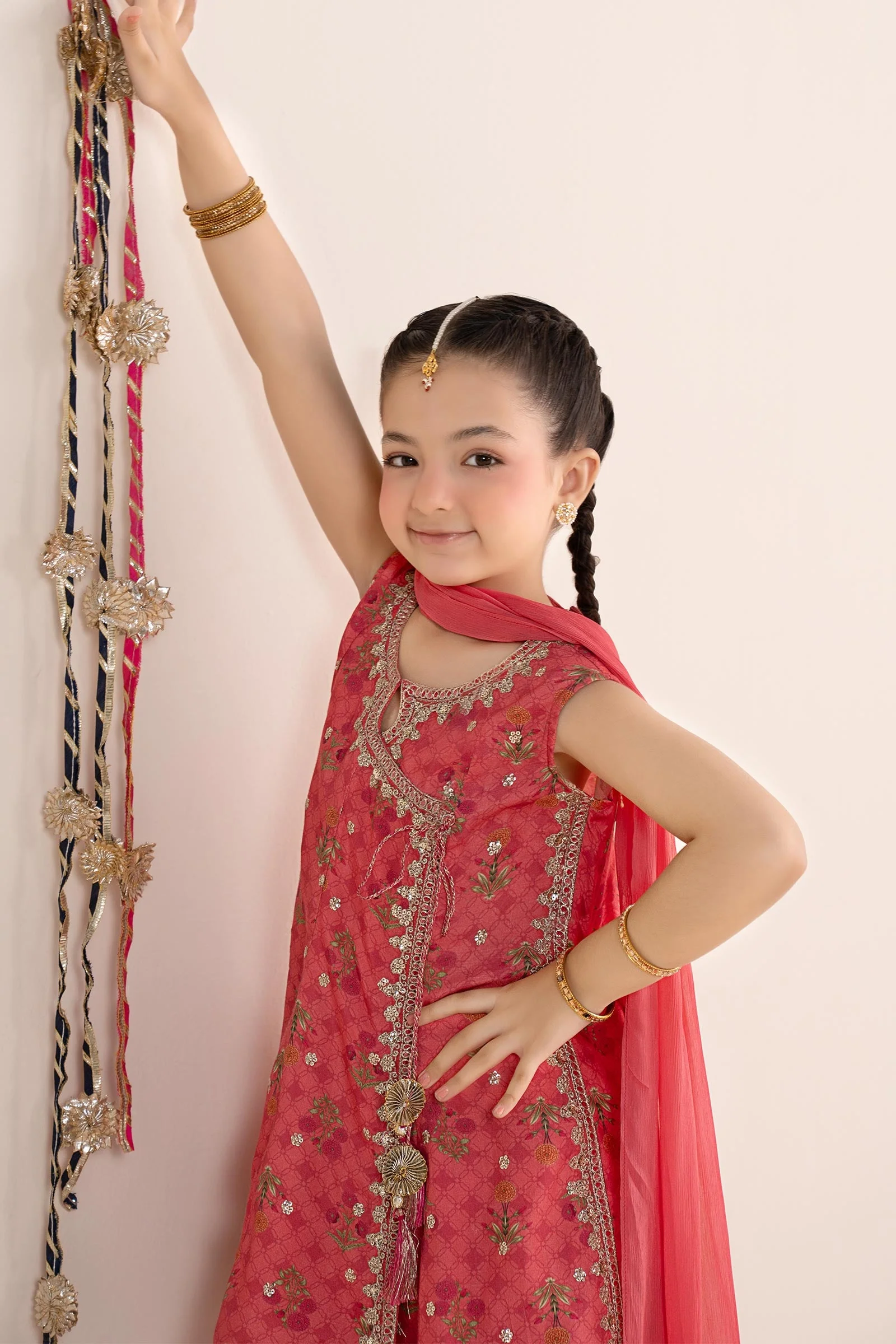 3 Piece Embroidered Raw Silk Suit - Image 2