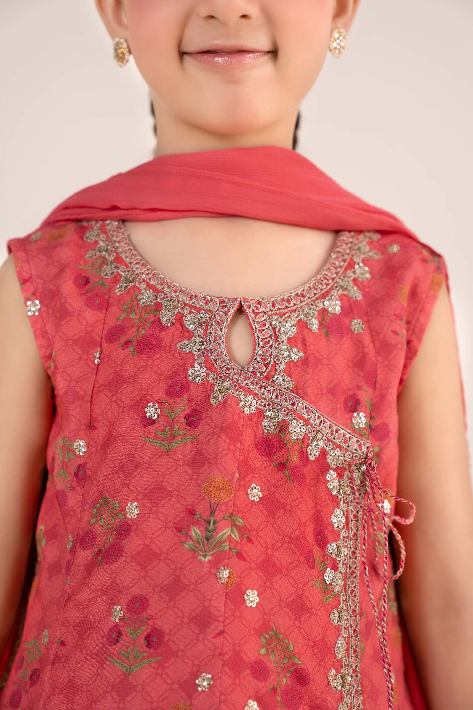 3 Piece Embroidered Raw Silk Suit - Image 4
