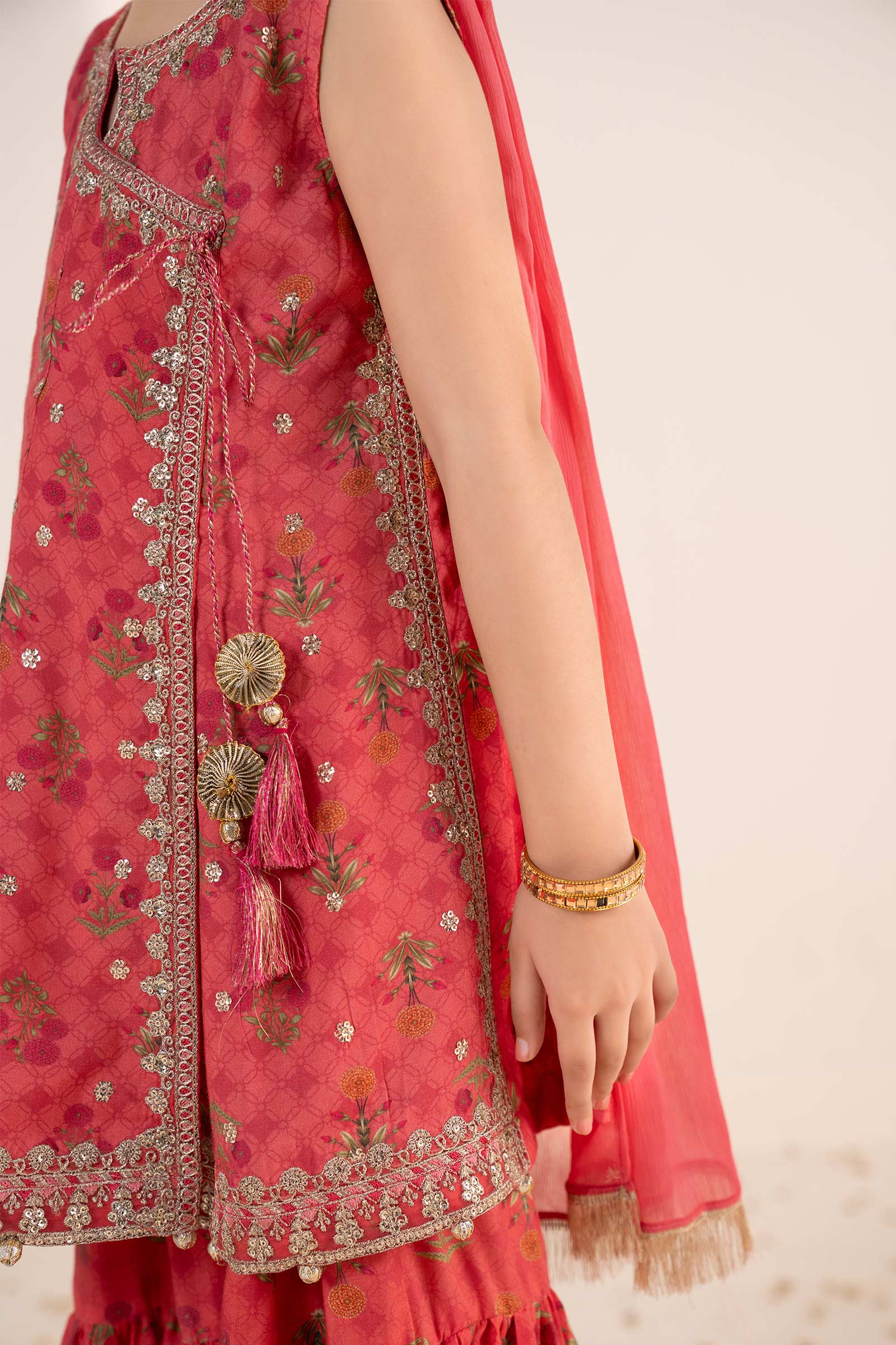 3 Piece Embroidered Raw Silk Suit - Image 5