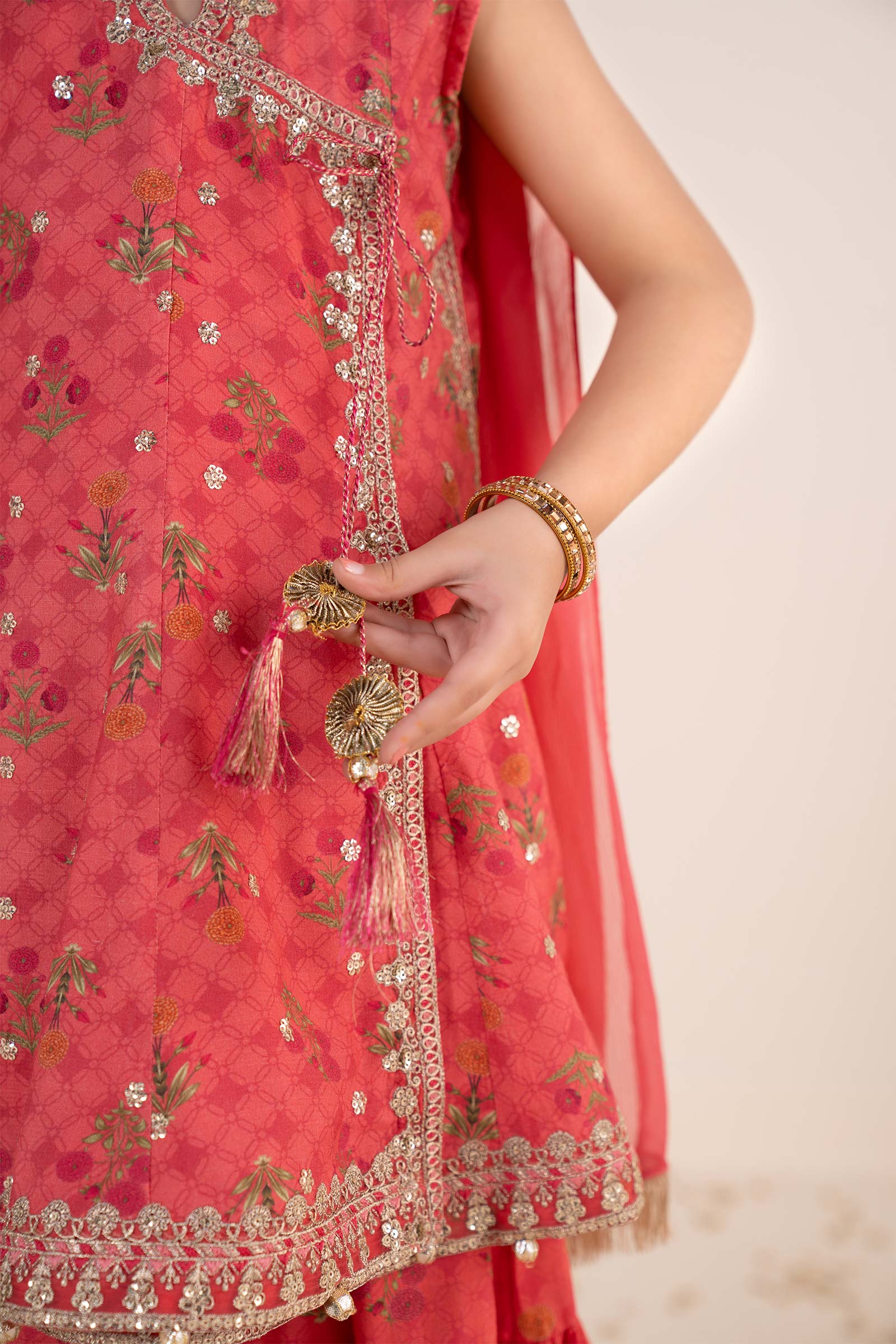 3 Piece Embroidered Raw Silk Suit - Image 6