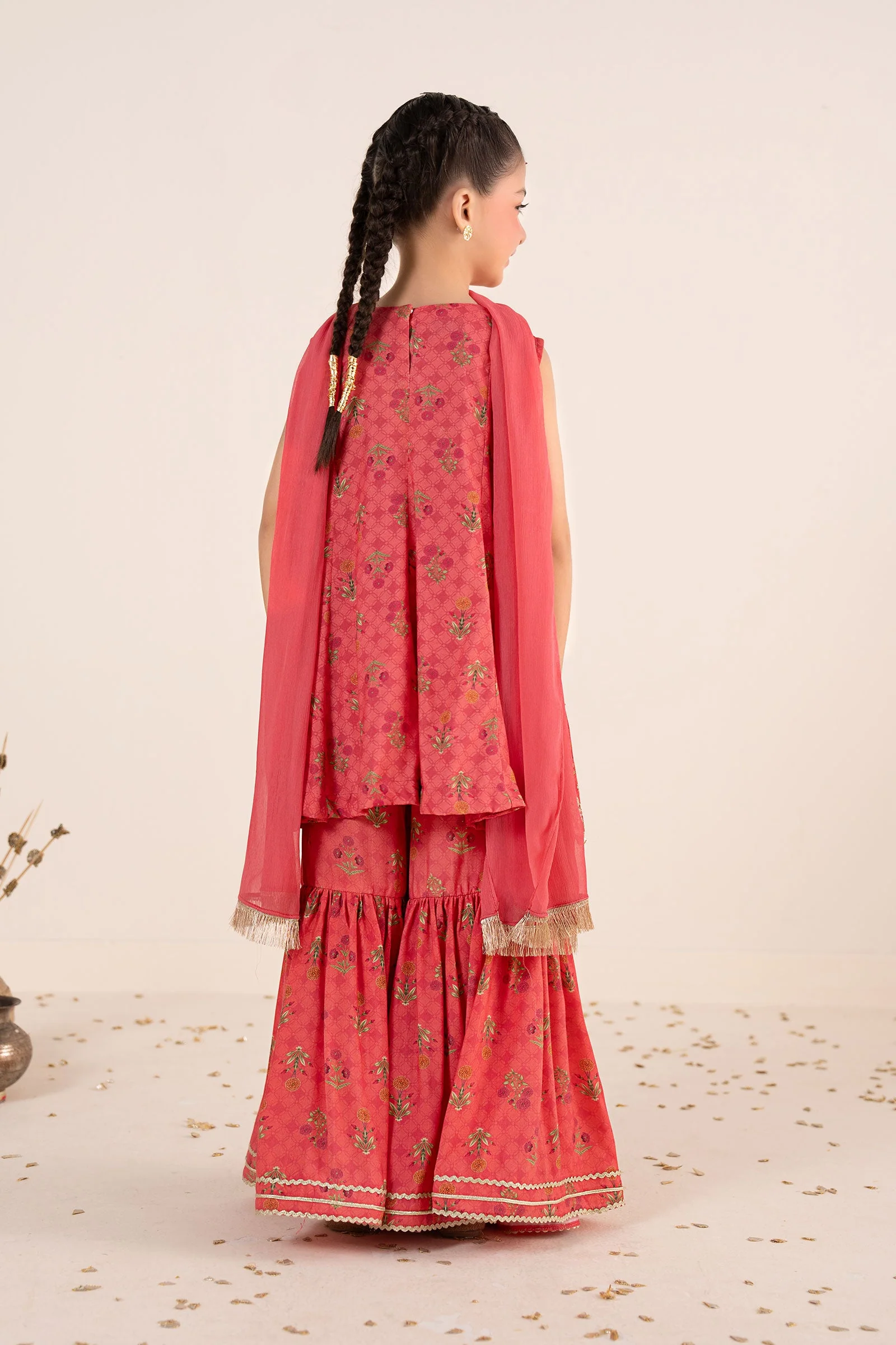 3 Piece Embroidered Raw Silk Suit - Image 8