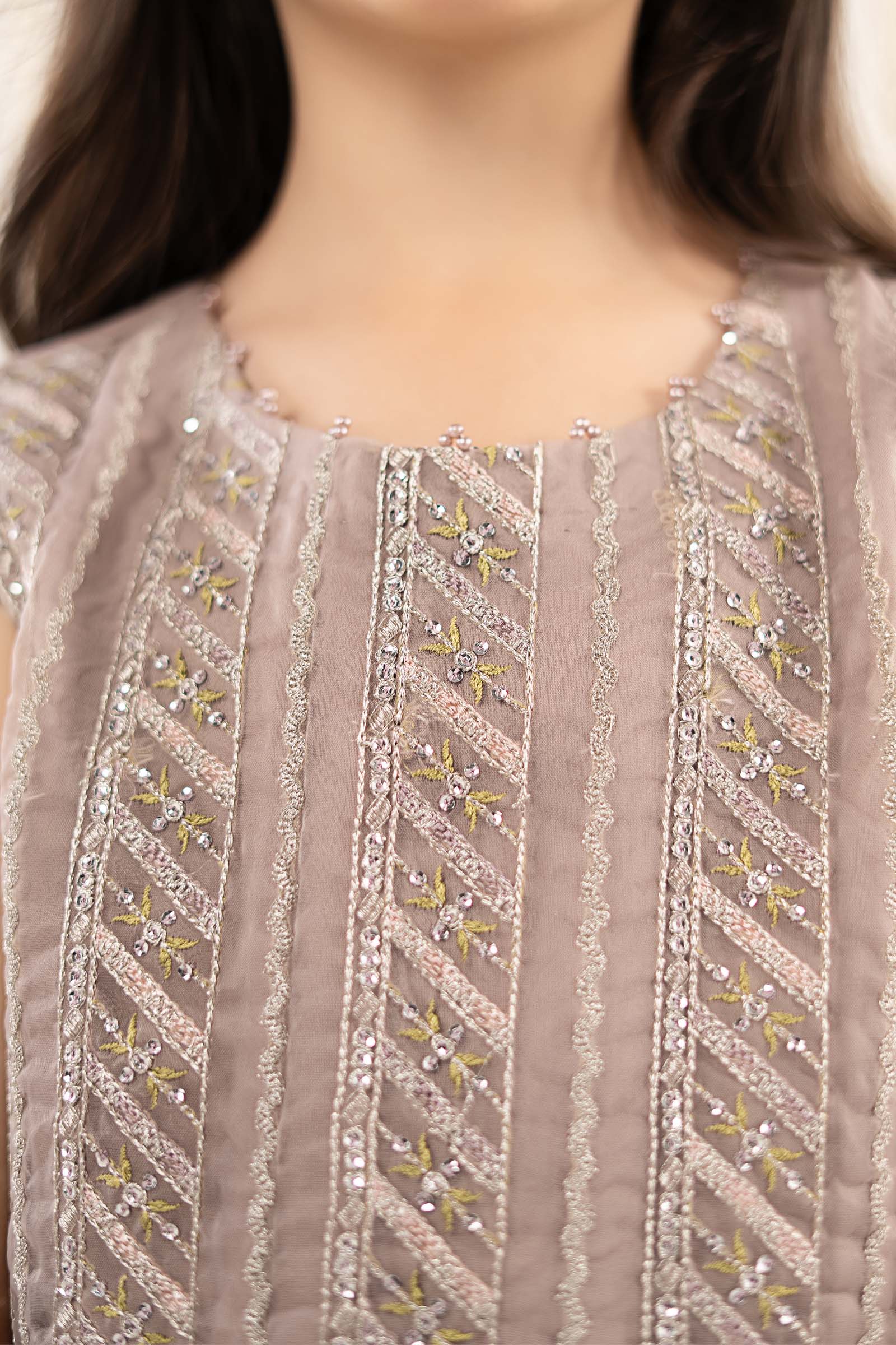 3 Piece Embroidered Organza Suit - Image 5