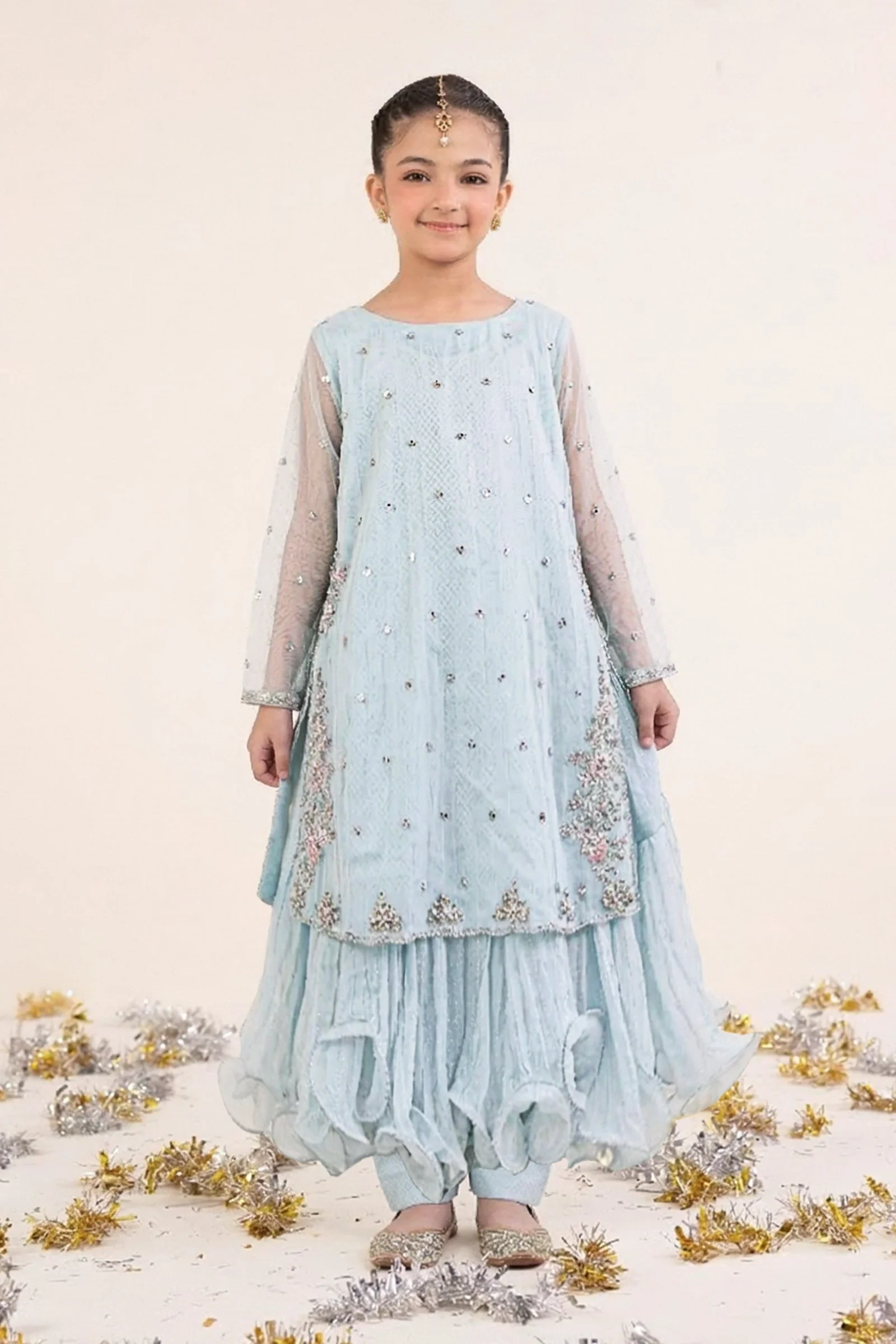 2 Piece Embroidered Organza Suit