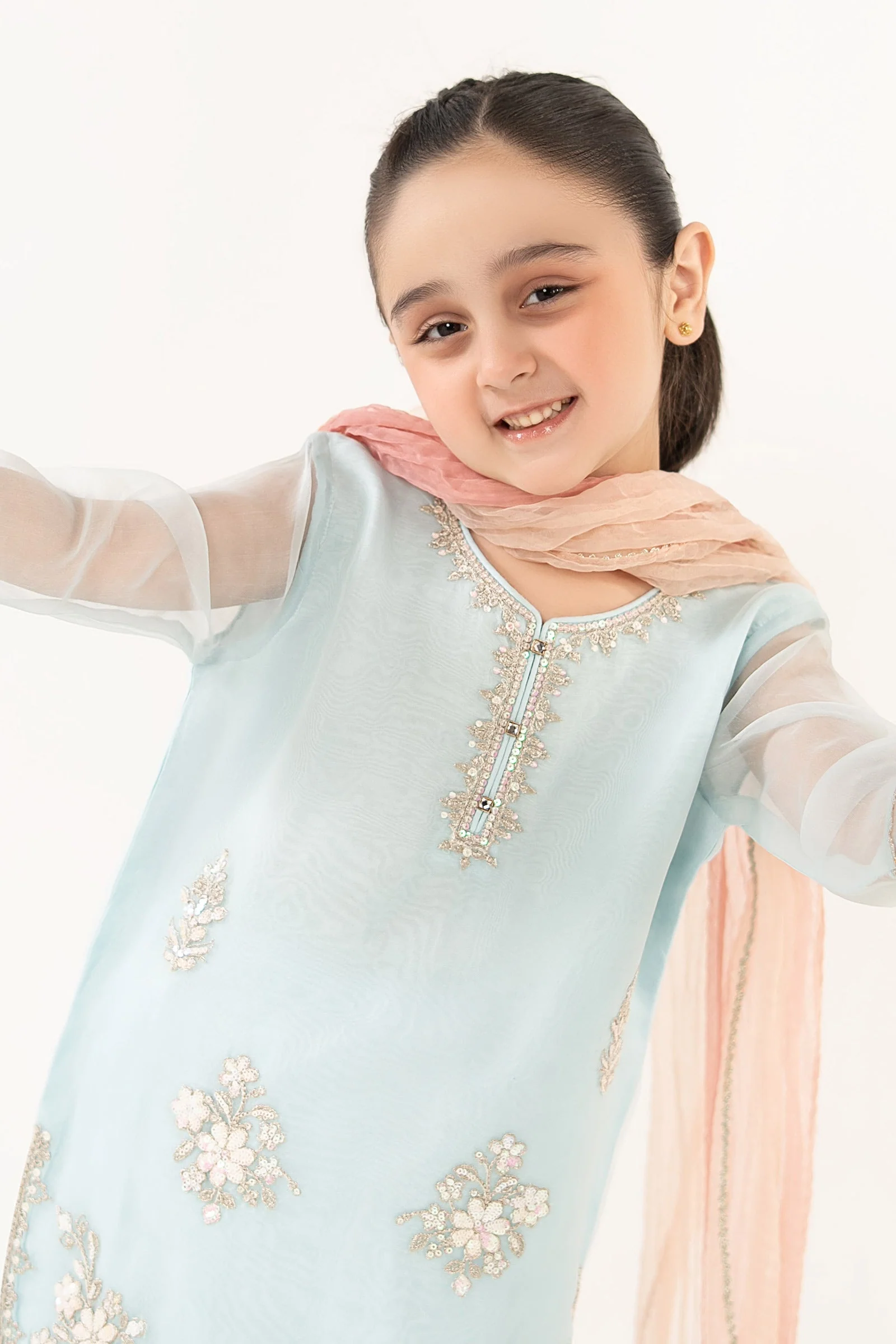 3 Piece Embroidered Organza Suit - Image 3