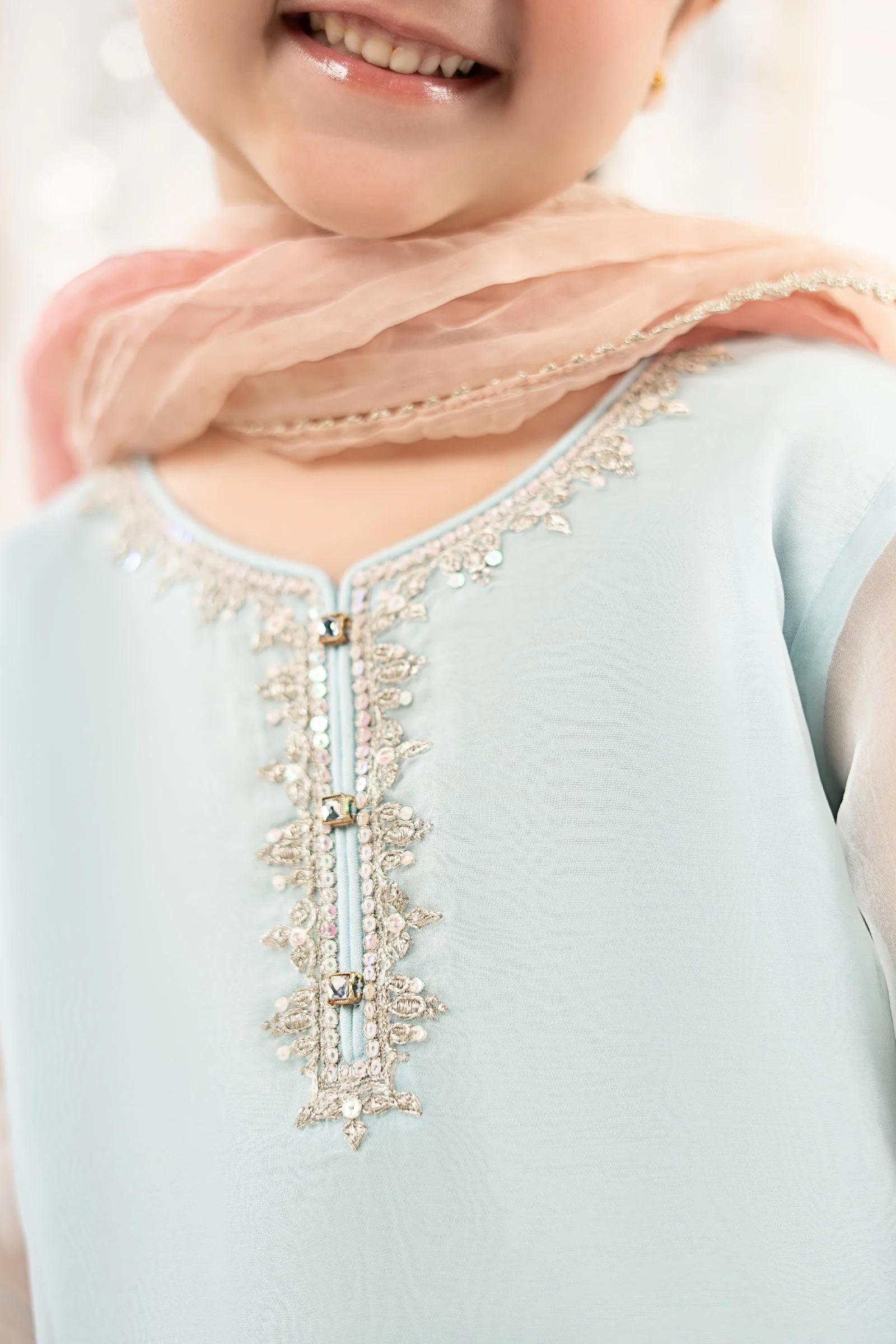 3 Piece Embroidered Organza Suit - Image 4