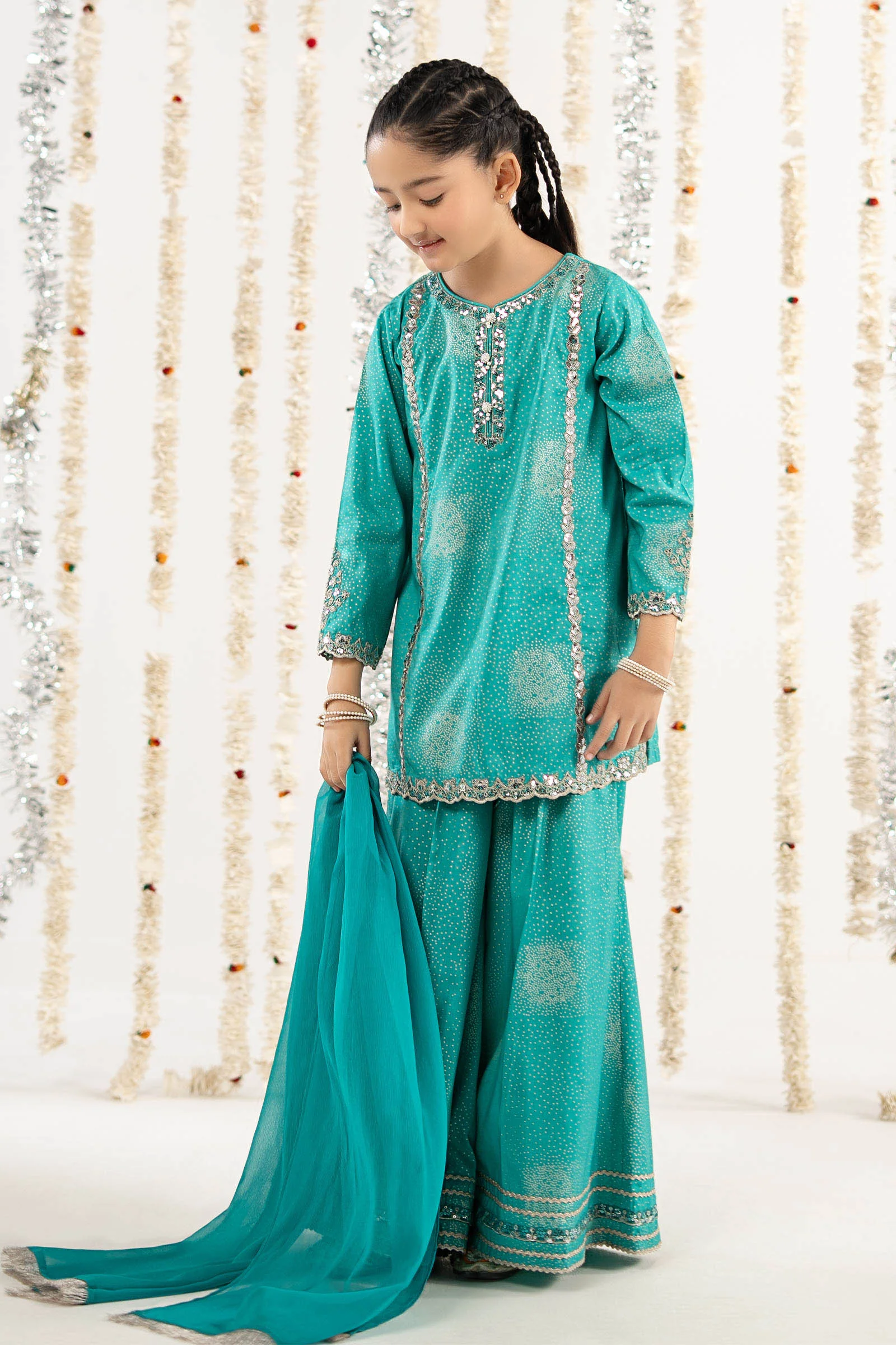 3 Piece Embroidered Raw Silk Suit - Image 2