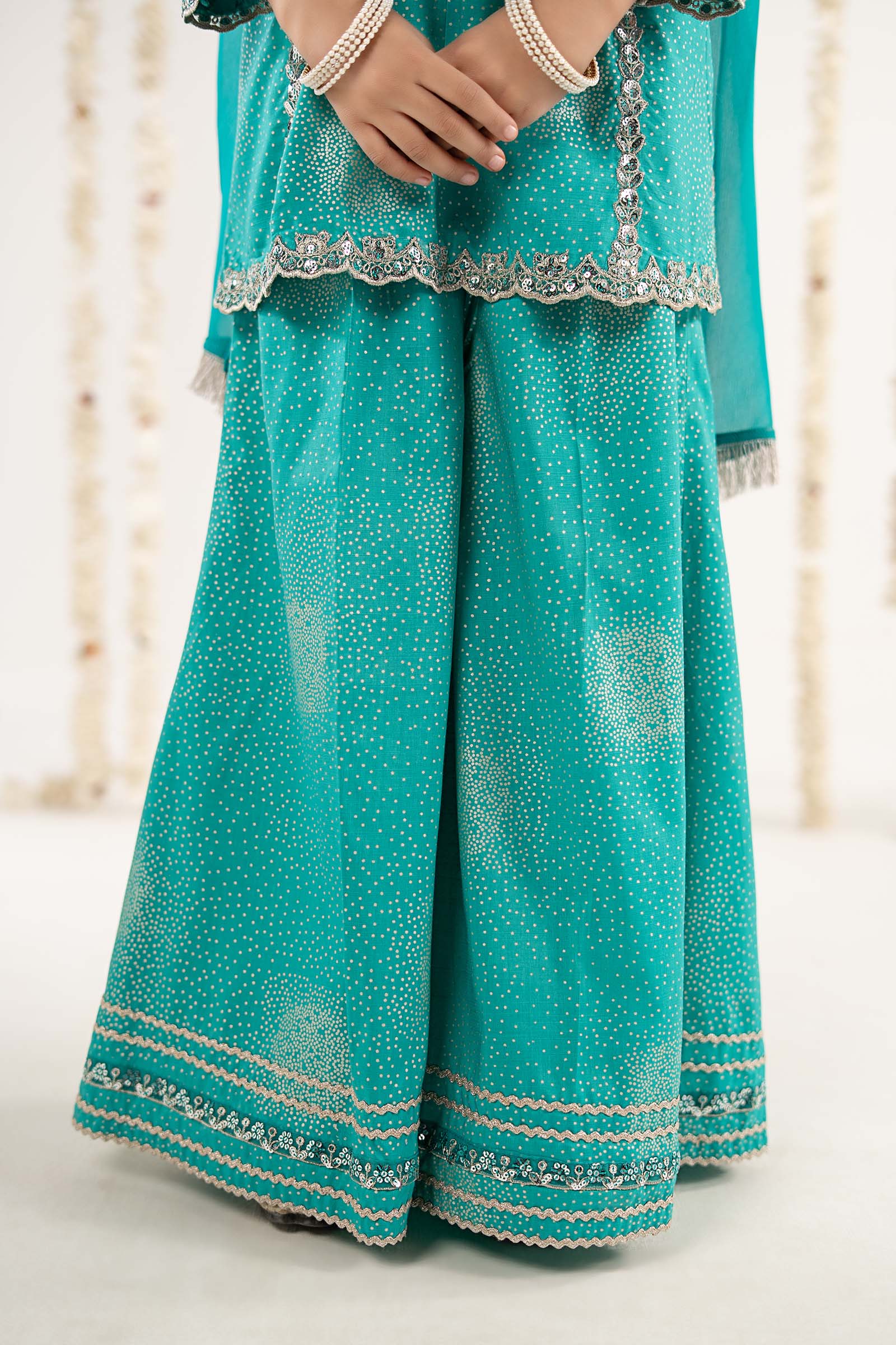 3 Piece Embroidered Raw Silk Suit - Image 5