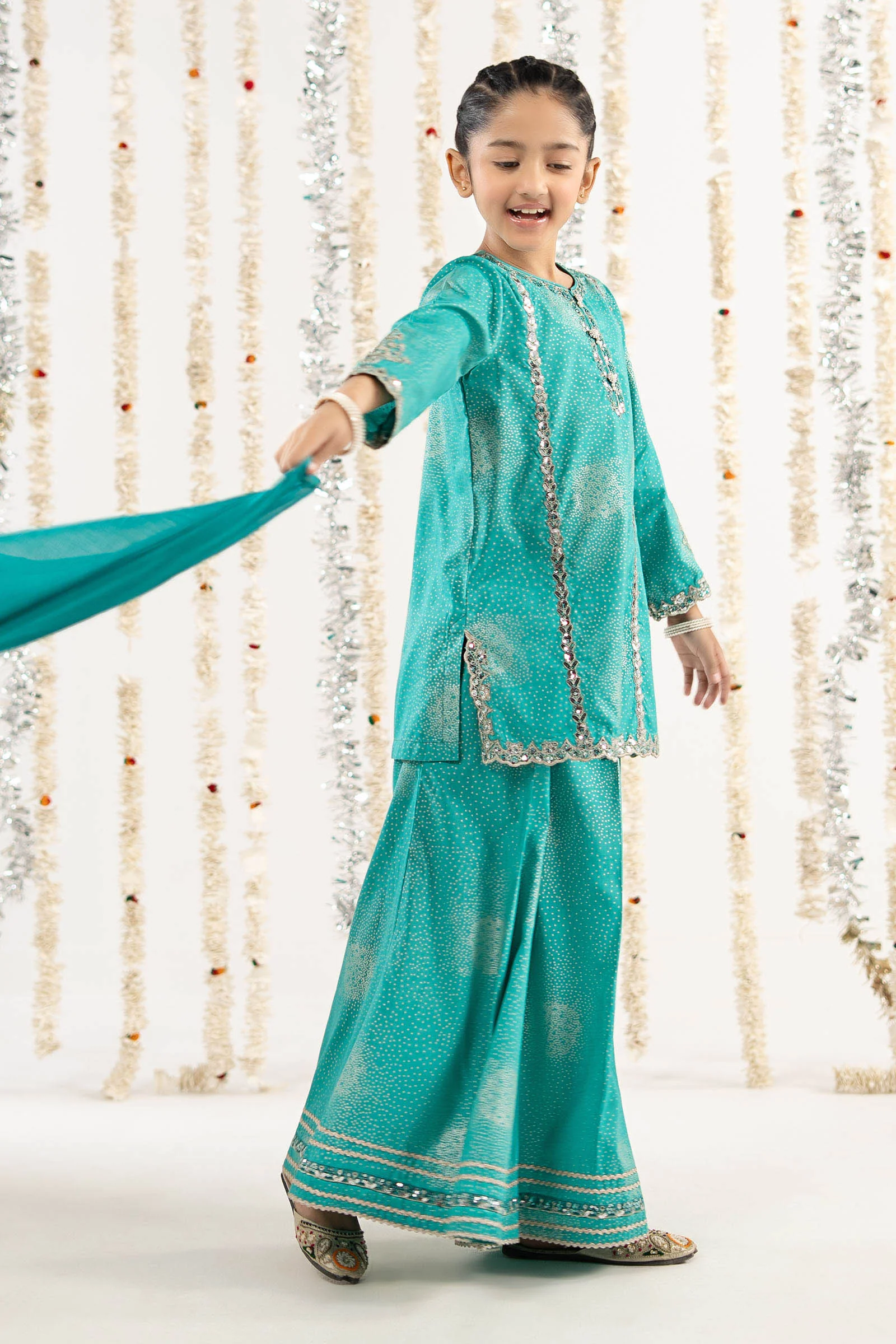 3 Piece Embroidered Raw Silk Suit - Image 6