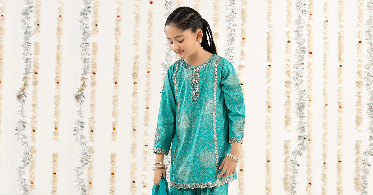 3 Piece Embroidered Raw Silk Suit - Image 8