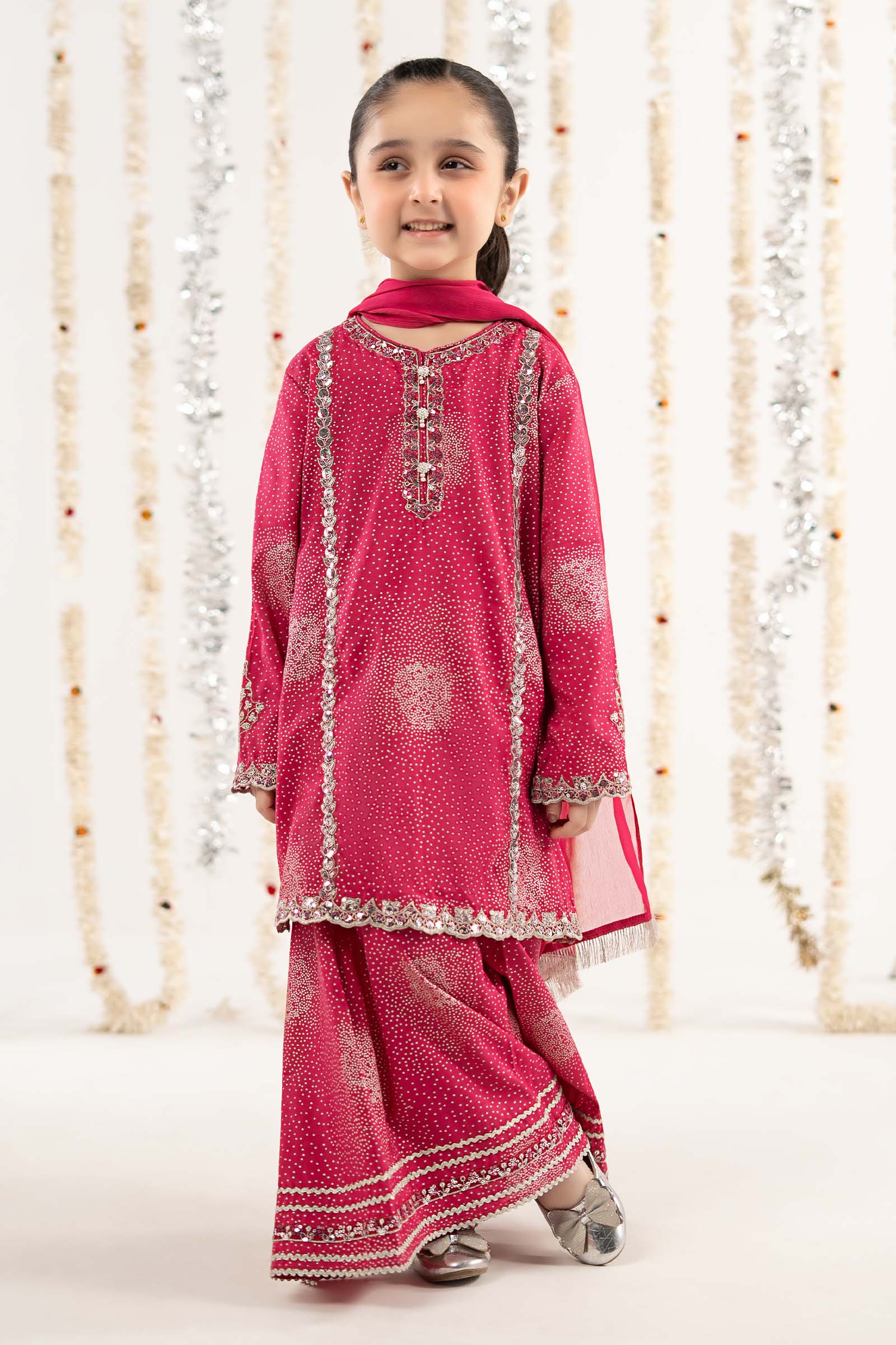 3 Piece Embroidered Raw Silk Suit - Image 2