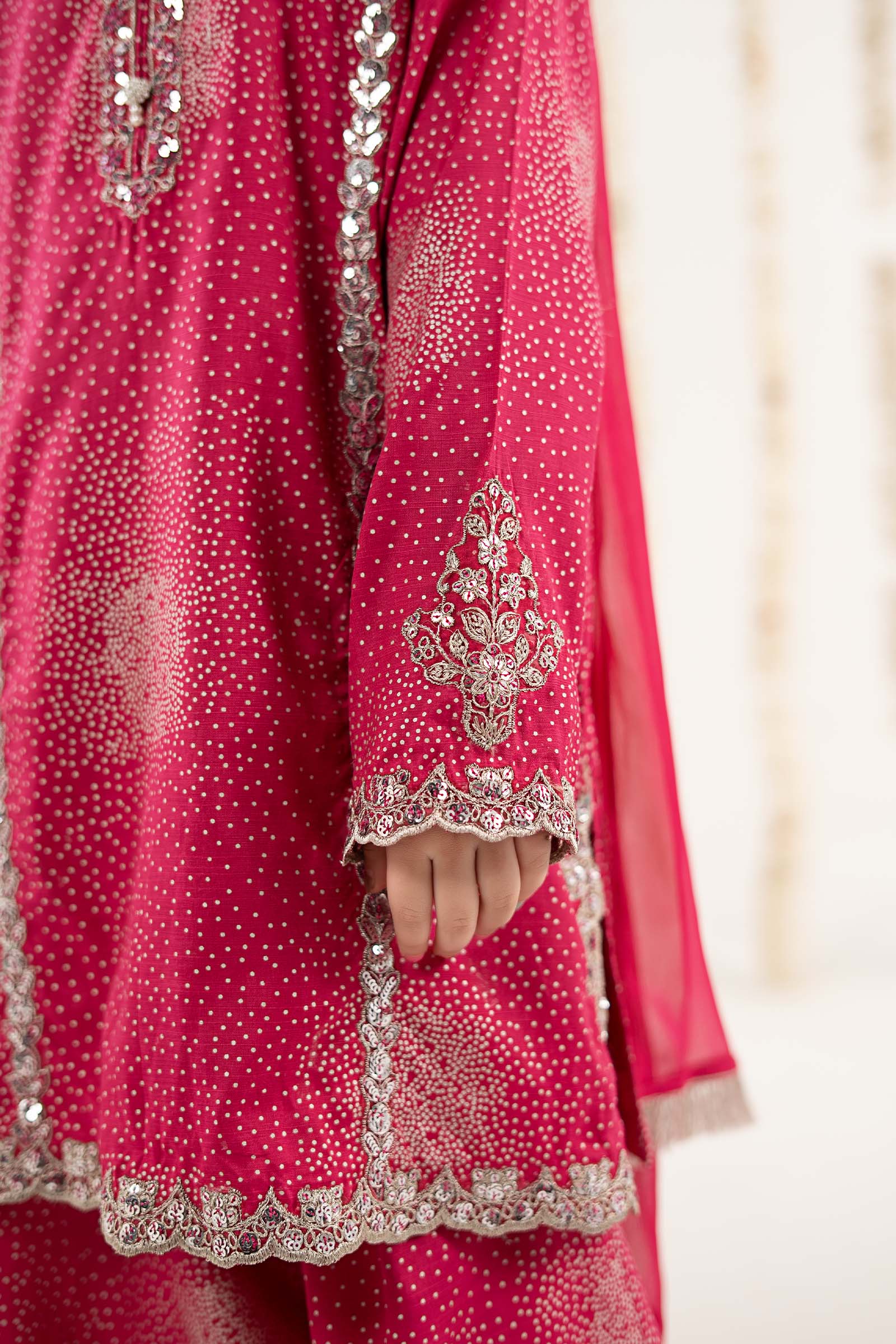 3 Piece Embroidered Raw Silk Suit - Image 4