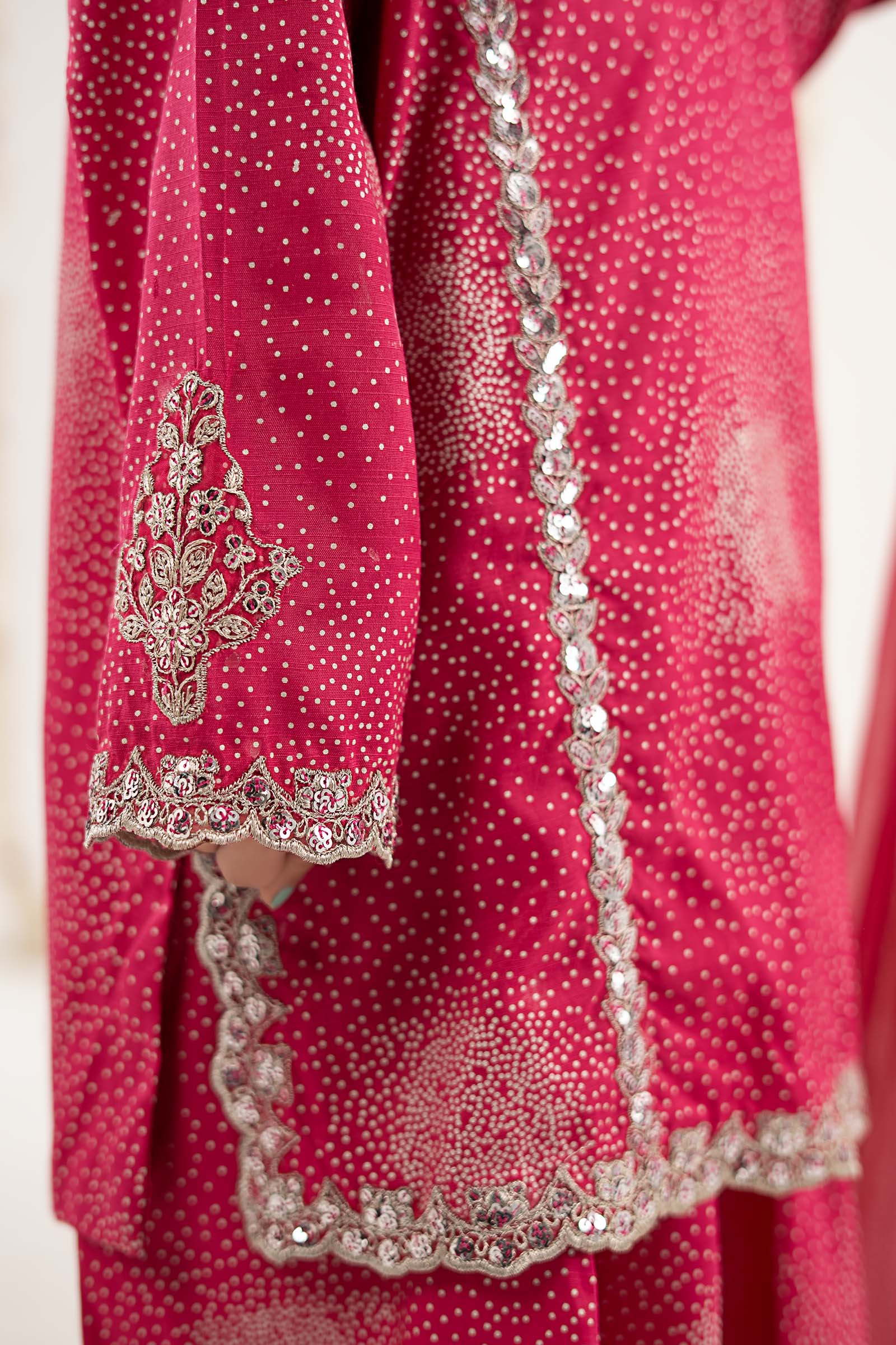 3 Piece Embroidered Raw Silk Suit - Image 5