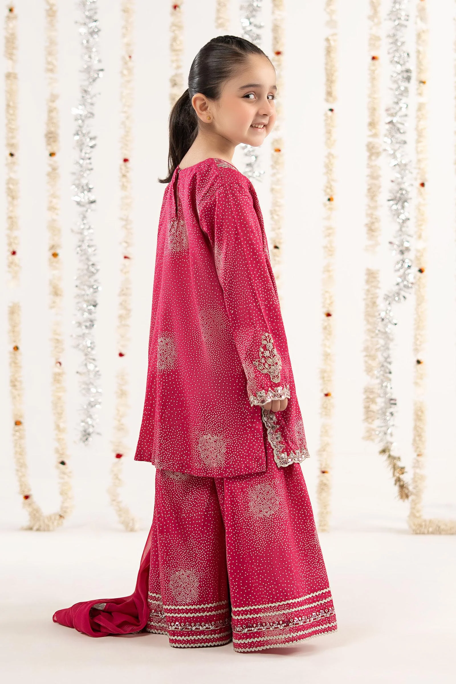 3 Piece Embroidered Raw Silk Suit - Image 8