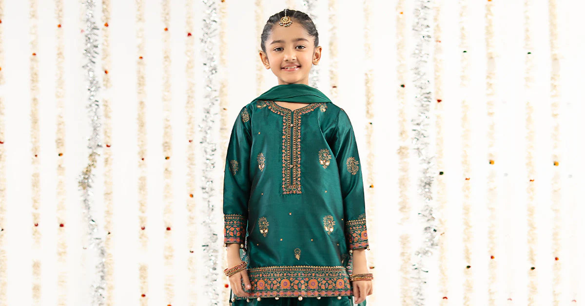 3 Piece Printed Two Tone Silk Suit - Image 7