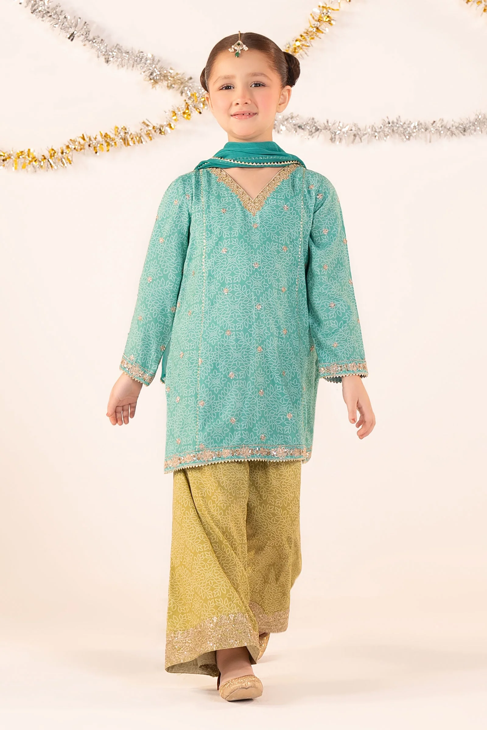 3 Piece Embroidered Raw Silk Suit - Image 3