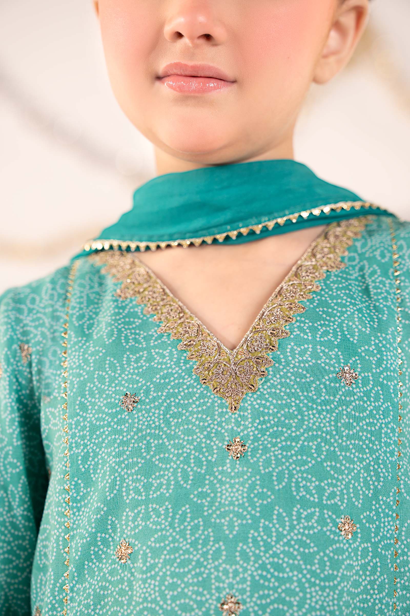 3 Piece Embroidered Raw Silk Suit - Image 4
