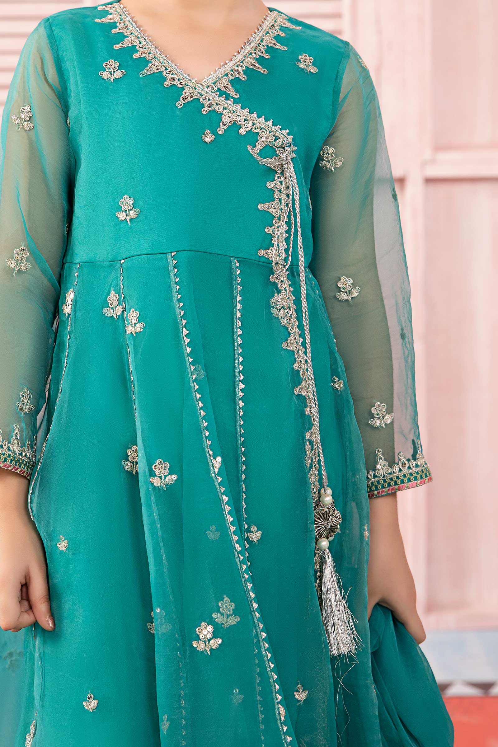 3 Piece Embroidered Organza Suit - Image 3