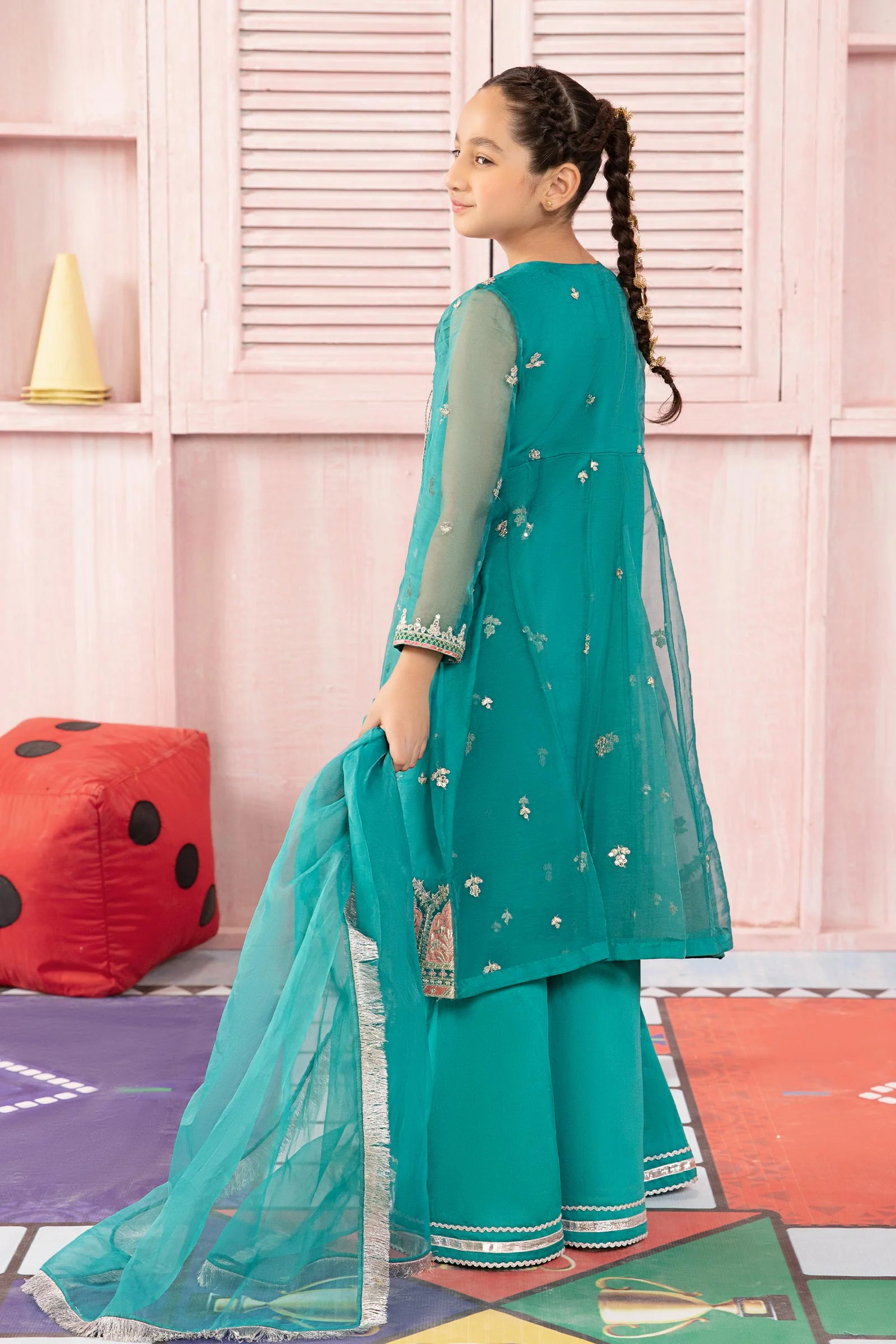 3 Piece Embroidered Organza Suit - Image 6