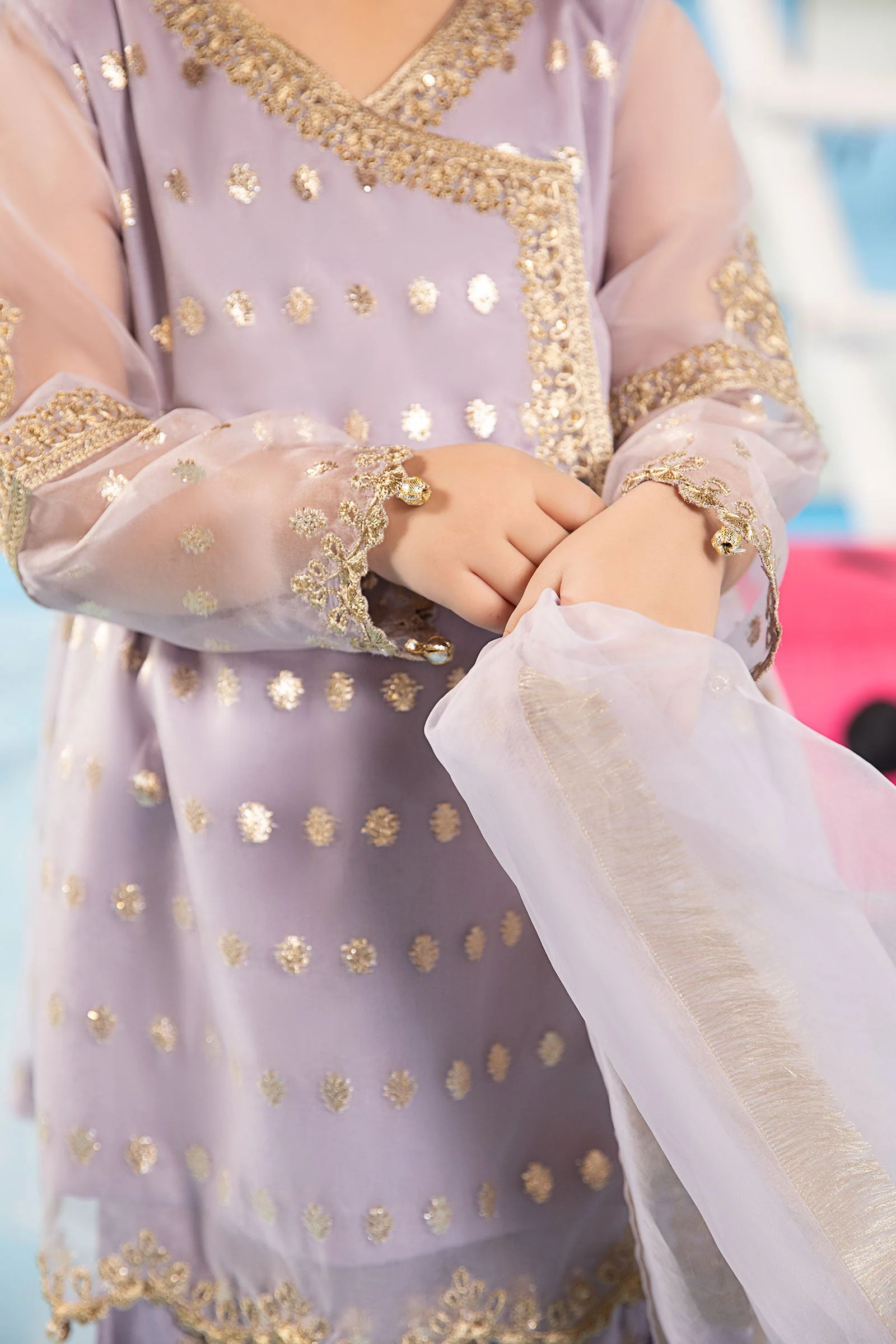 3 Piece Embroidered Lurex Organza Suit - Image 3