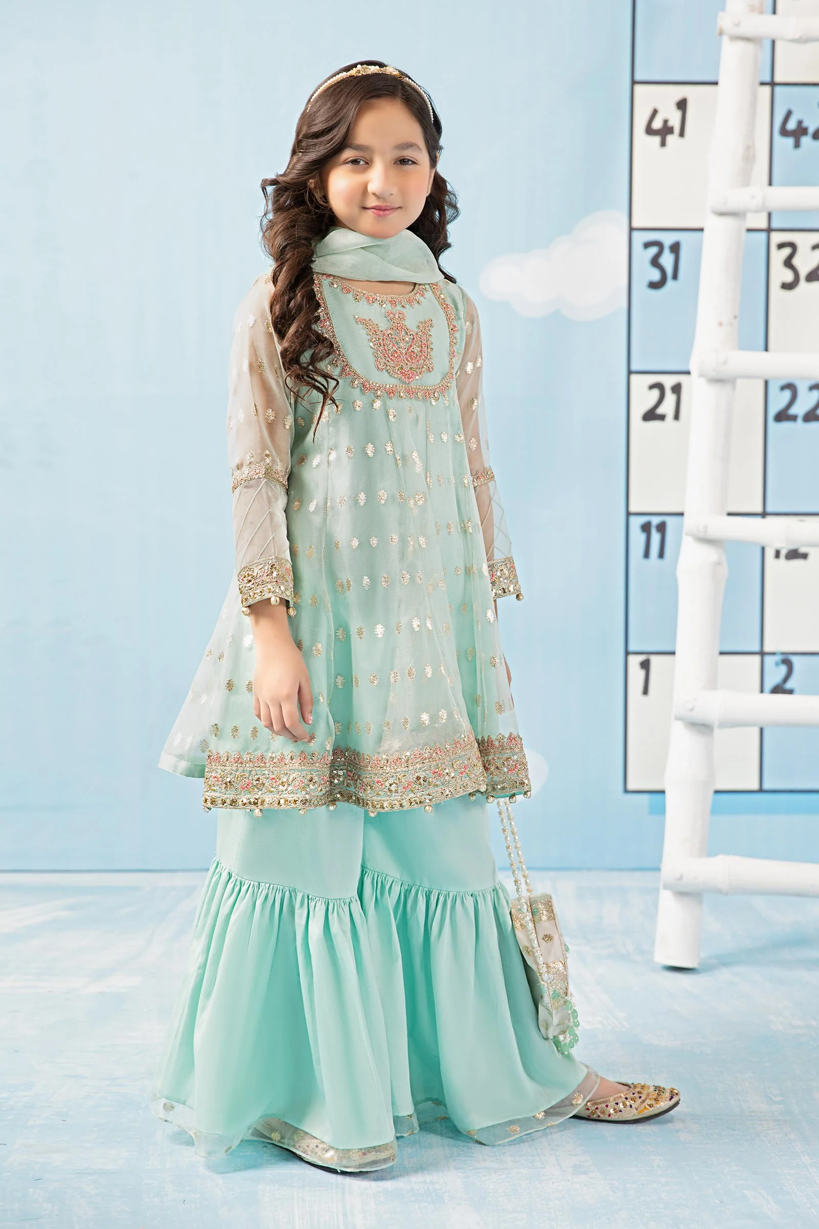 3 Piece Embroidered Organza Suit - Image 3
