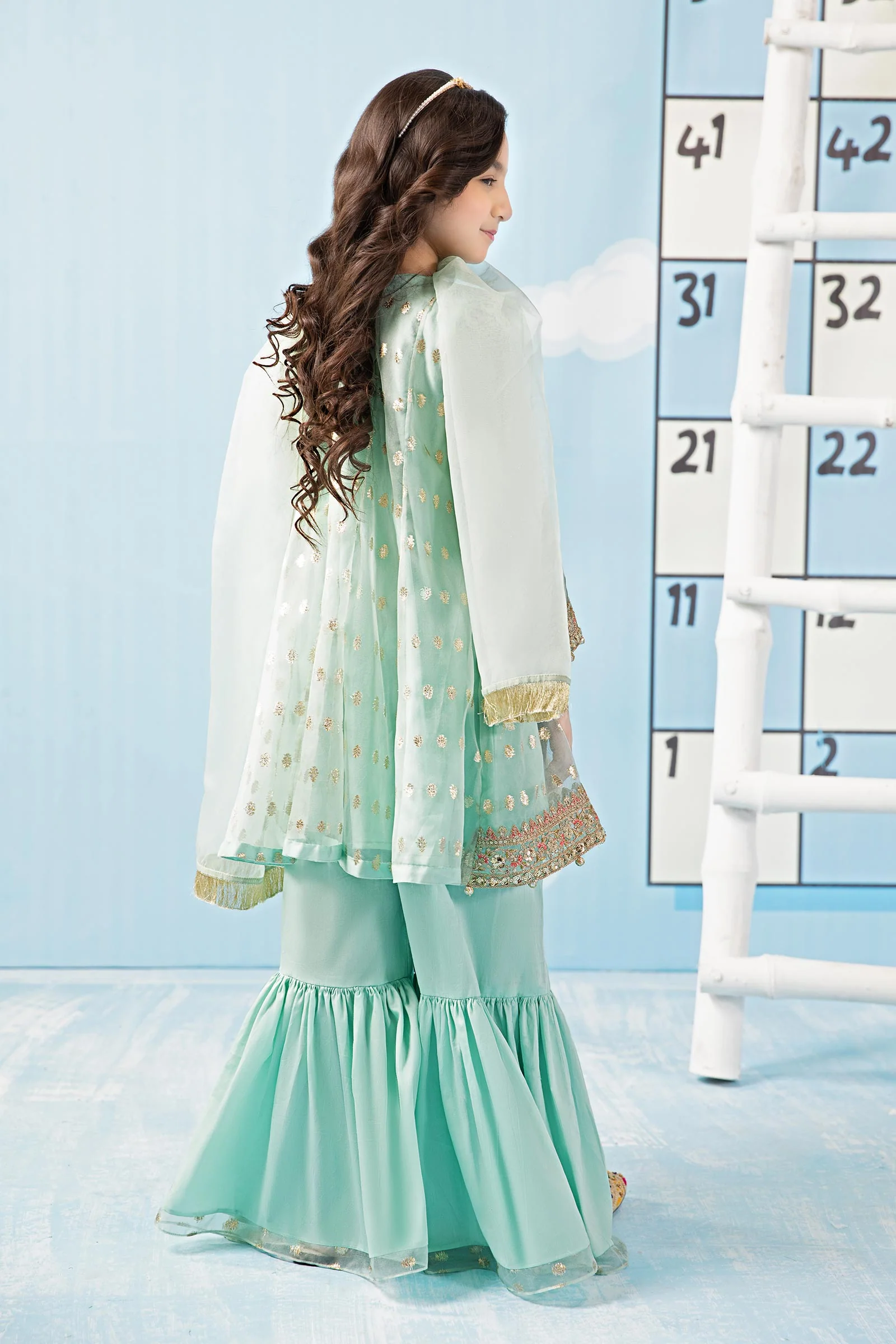 3 Piece Embroidered Organza Suit - Image 4