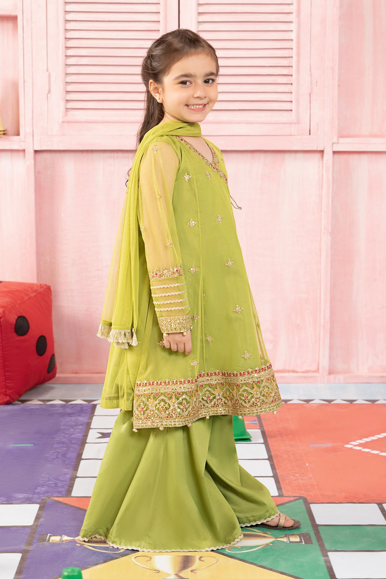 3 Piece Embroidered Net Suit - Image 5