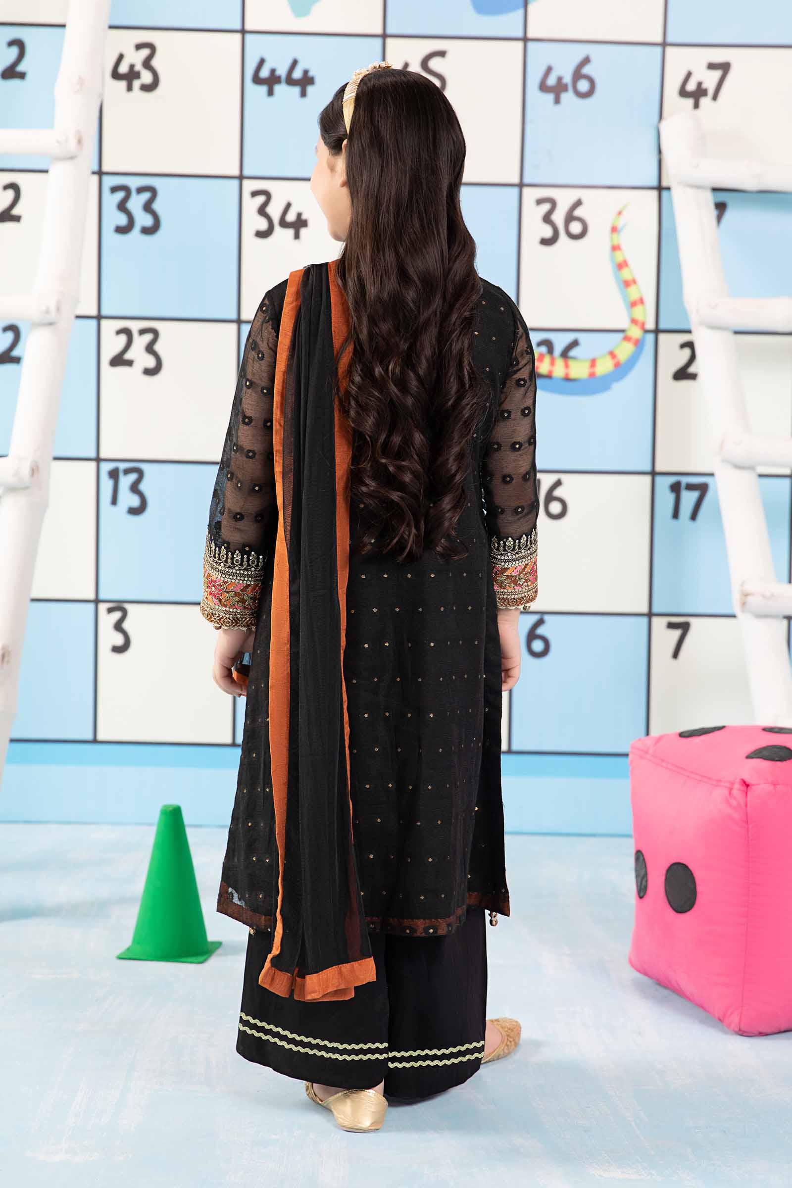 3 Piece Embroidered Cotton Zari Net Suit - Image 6