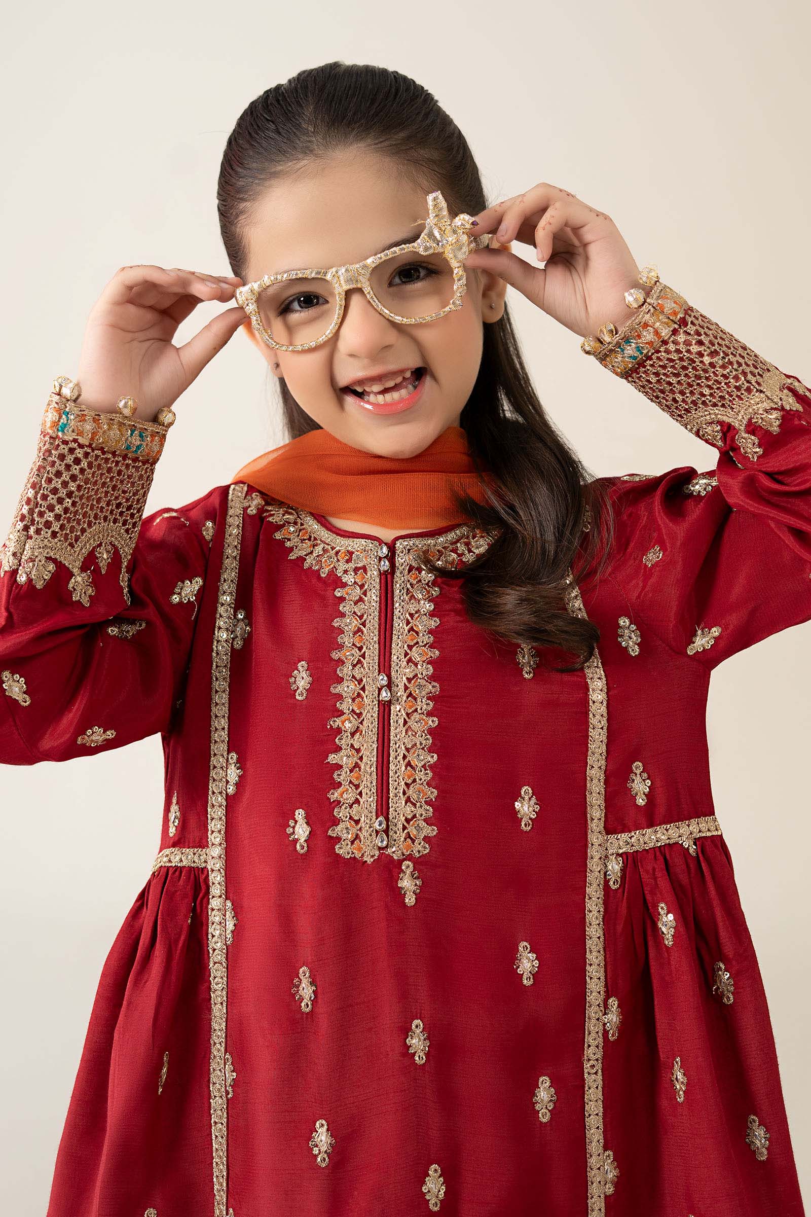 3 Piece Embroidered PK Raw Silk Suit - Image 2