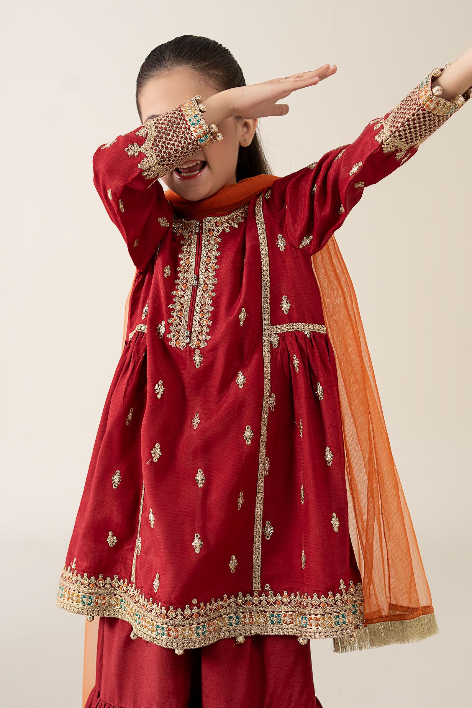3 Piece Embroidered PK Raw Silk Suit - Image 7