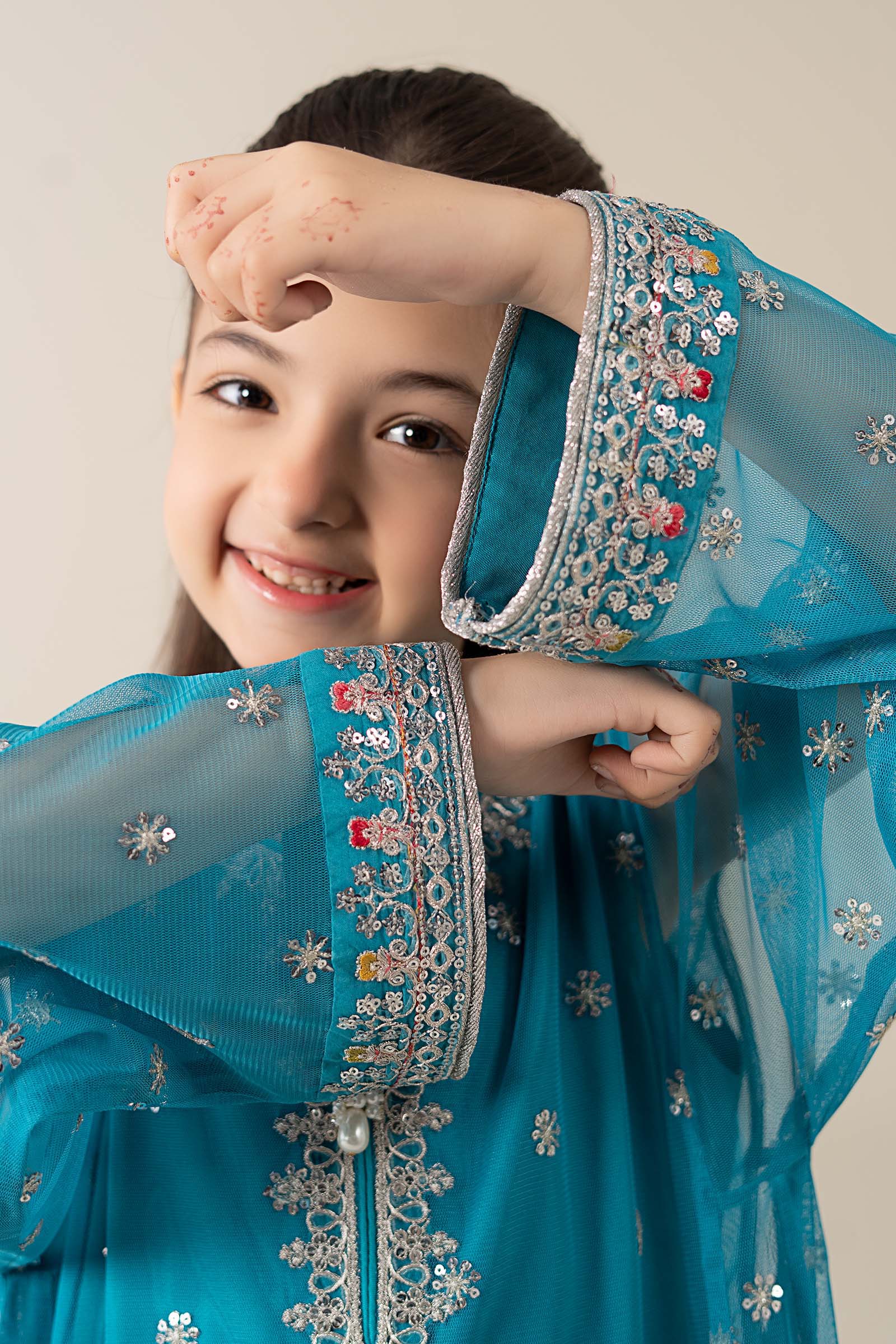 3 Piece Embroidered Poly Net Suit - Image 2