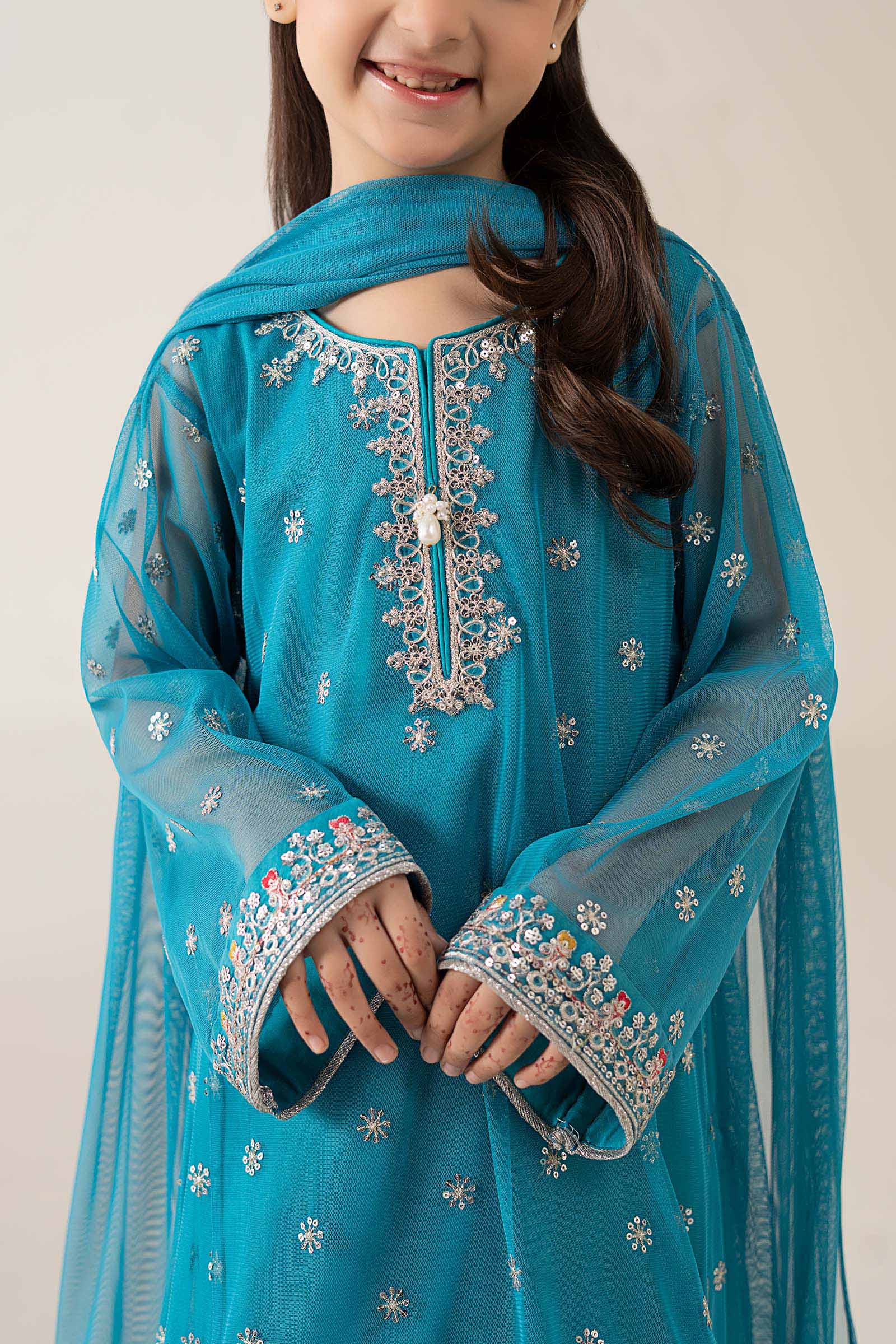 3 Piece Embroidered Poly Net Suit - Image 3