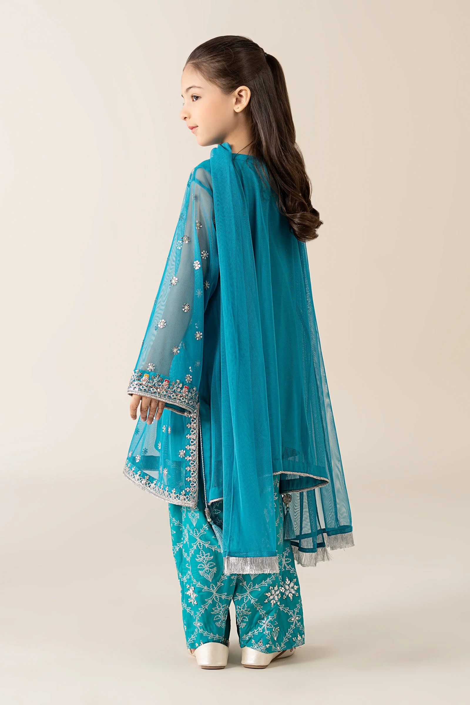 3 Piece Embroidered Poly Net Suit - Image 7