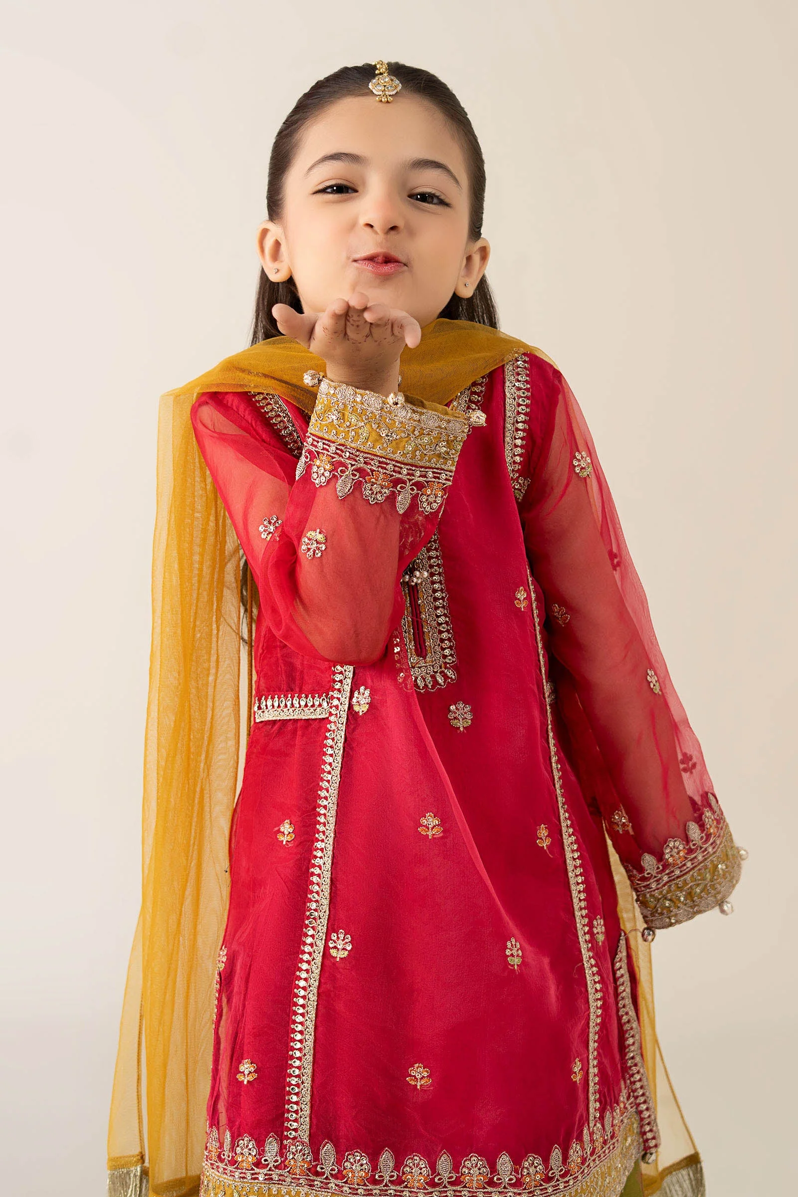 3 Piece Embroidered Poly Organza Suit - Image 2