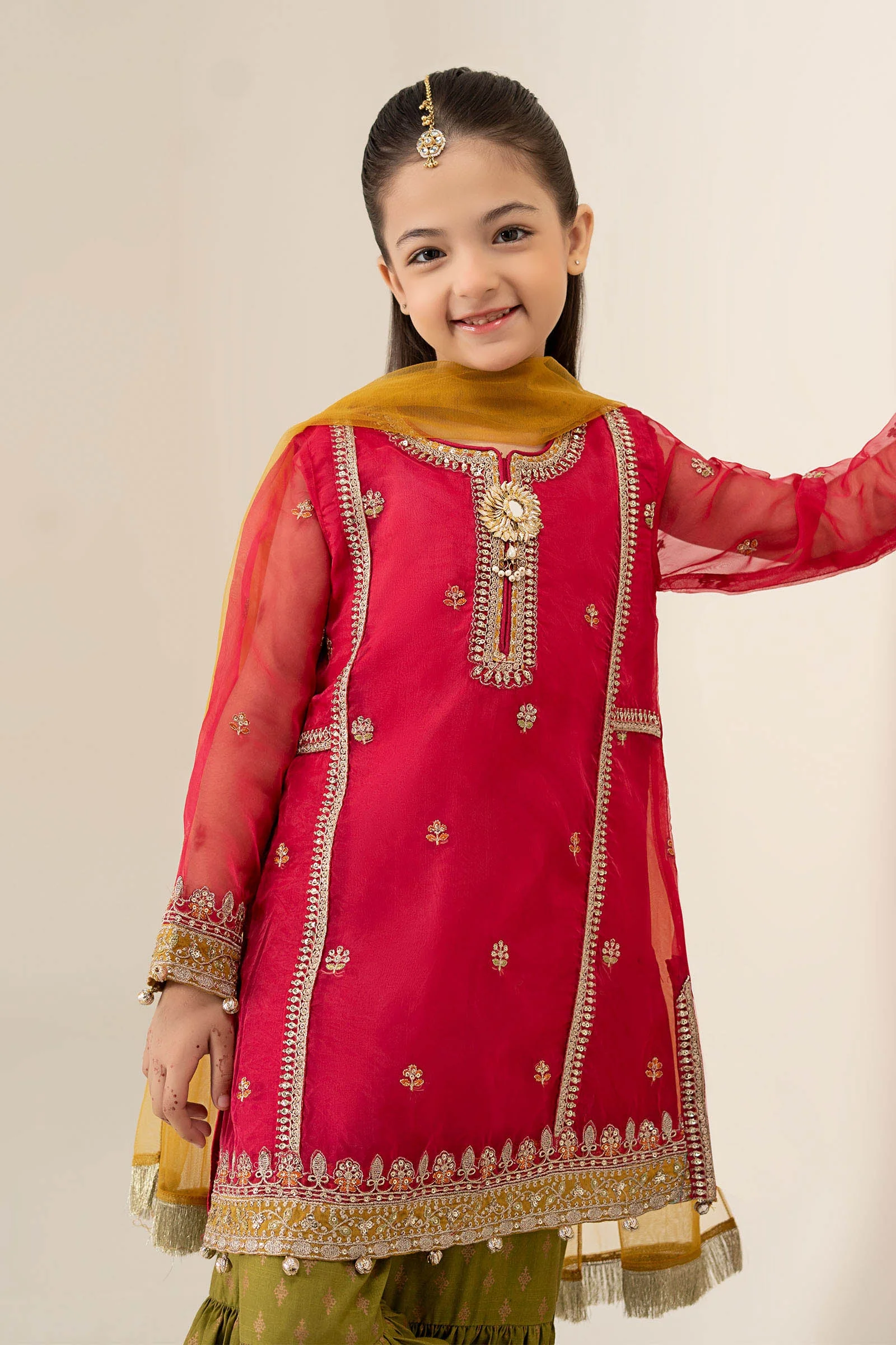 3 Piece Embroidered Poly Organza Suit - Image 3