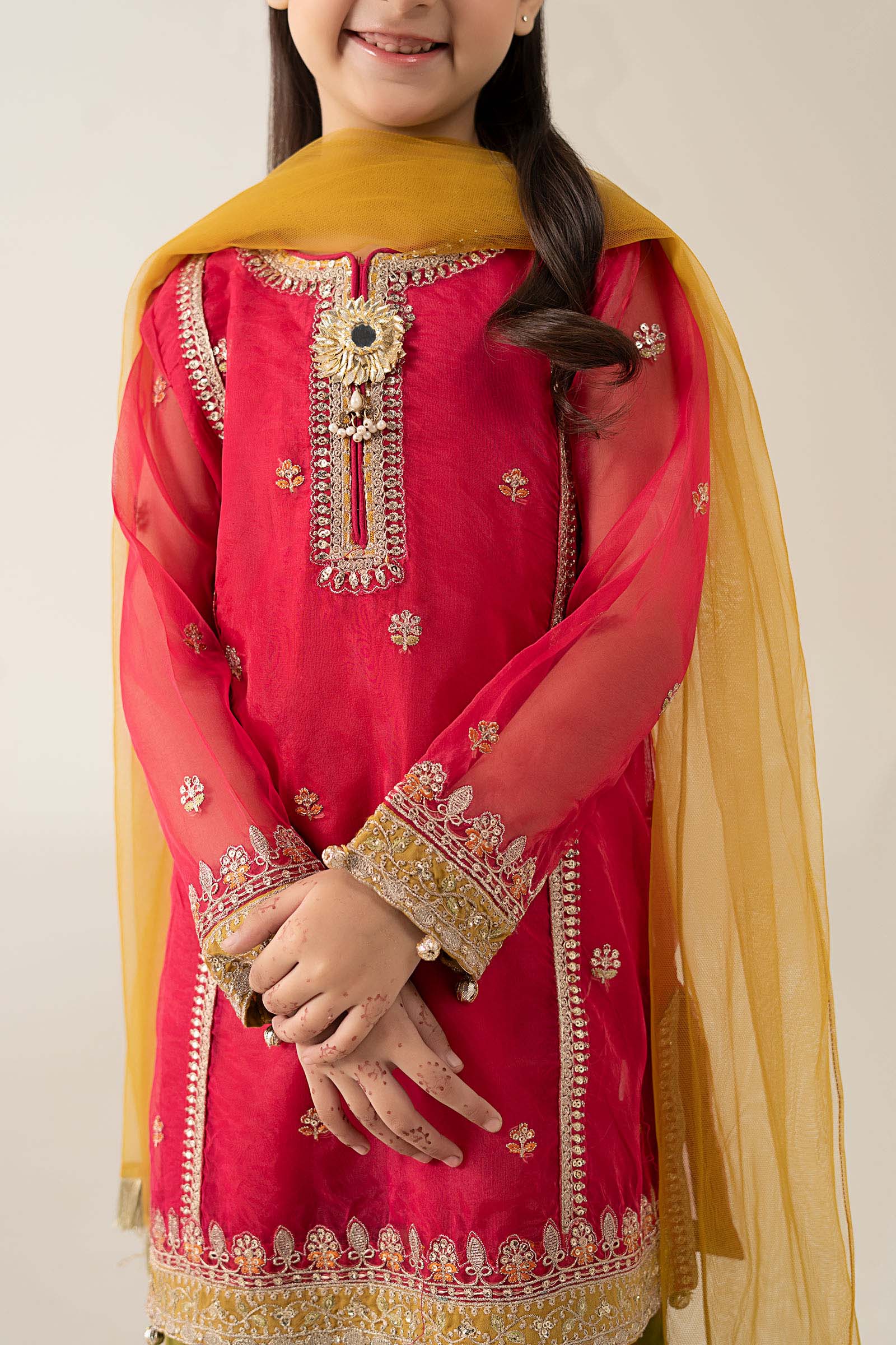 3 Piece Embroidered Poly Organza Suit - Image 5