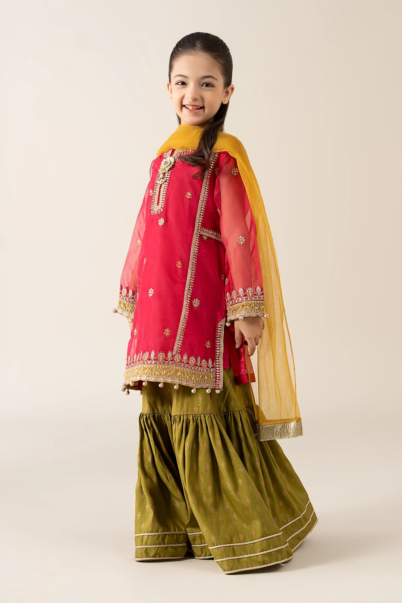 3 Piece Embroidered Poly Organza Suit - Image 6