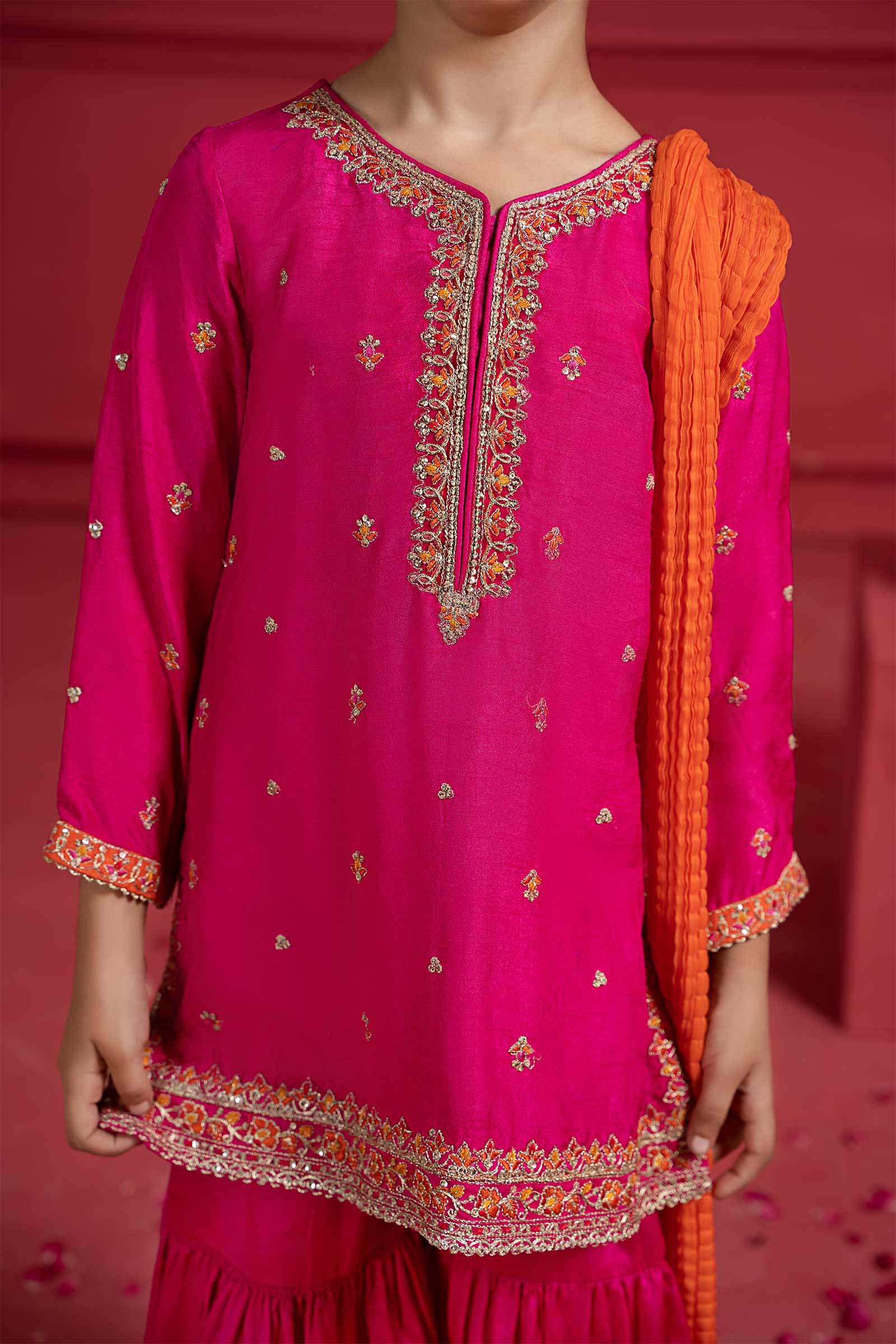 3 Piece Embroidered Silk Suit - Image 3