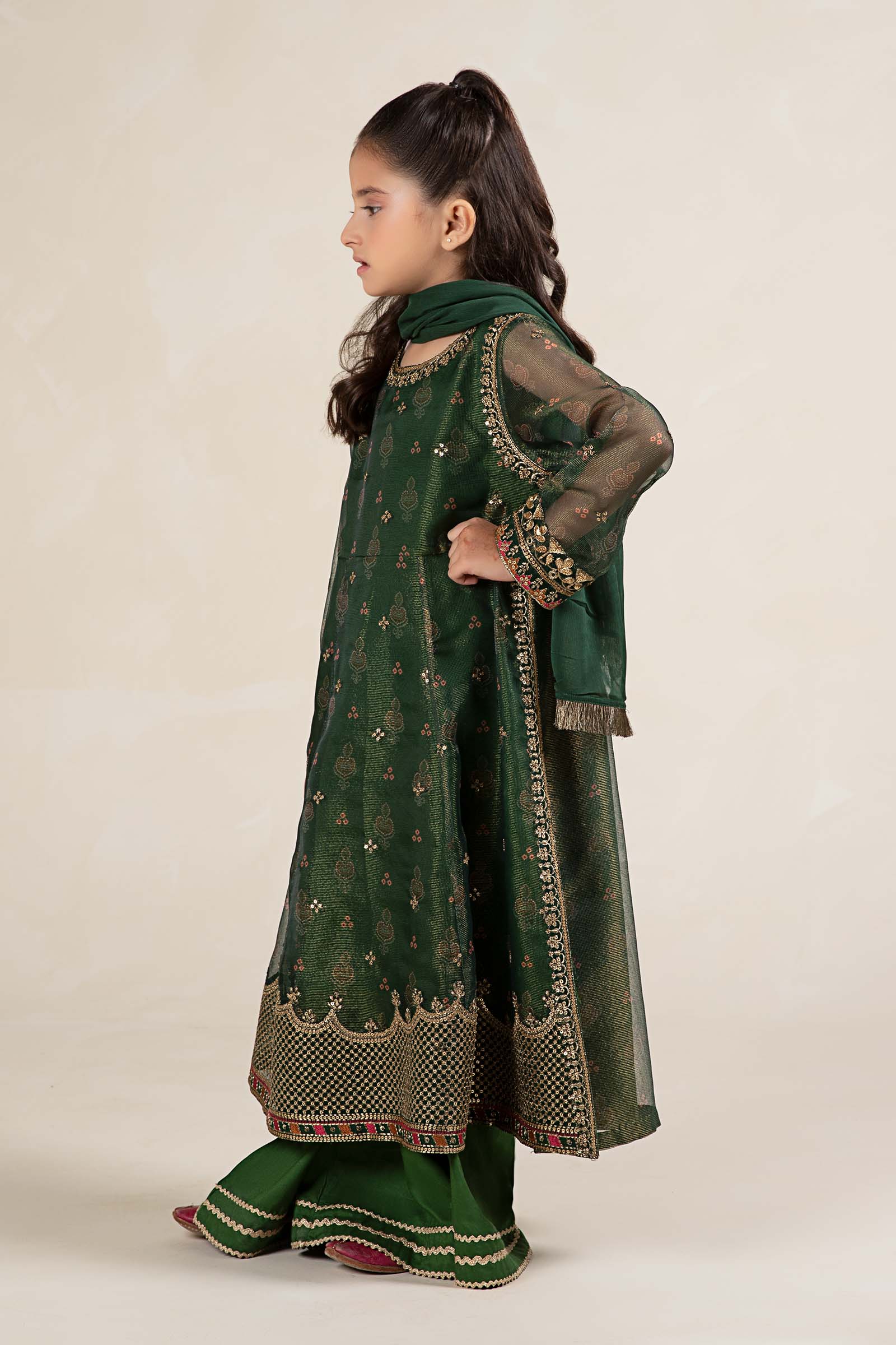 3 Piece Embroidered Cotton Net Suit - Image 3