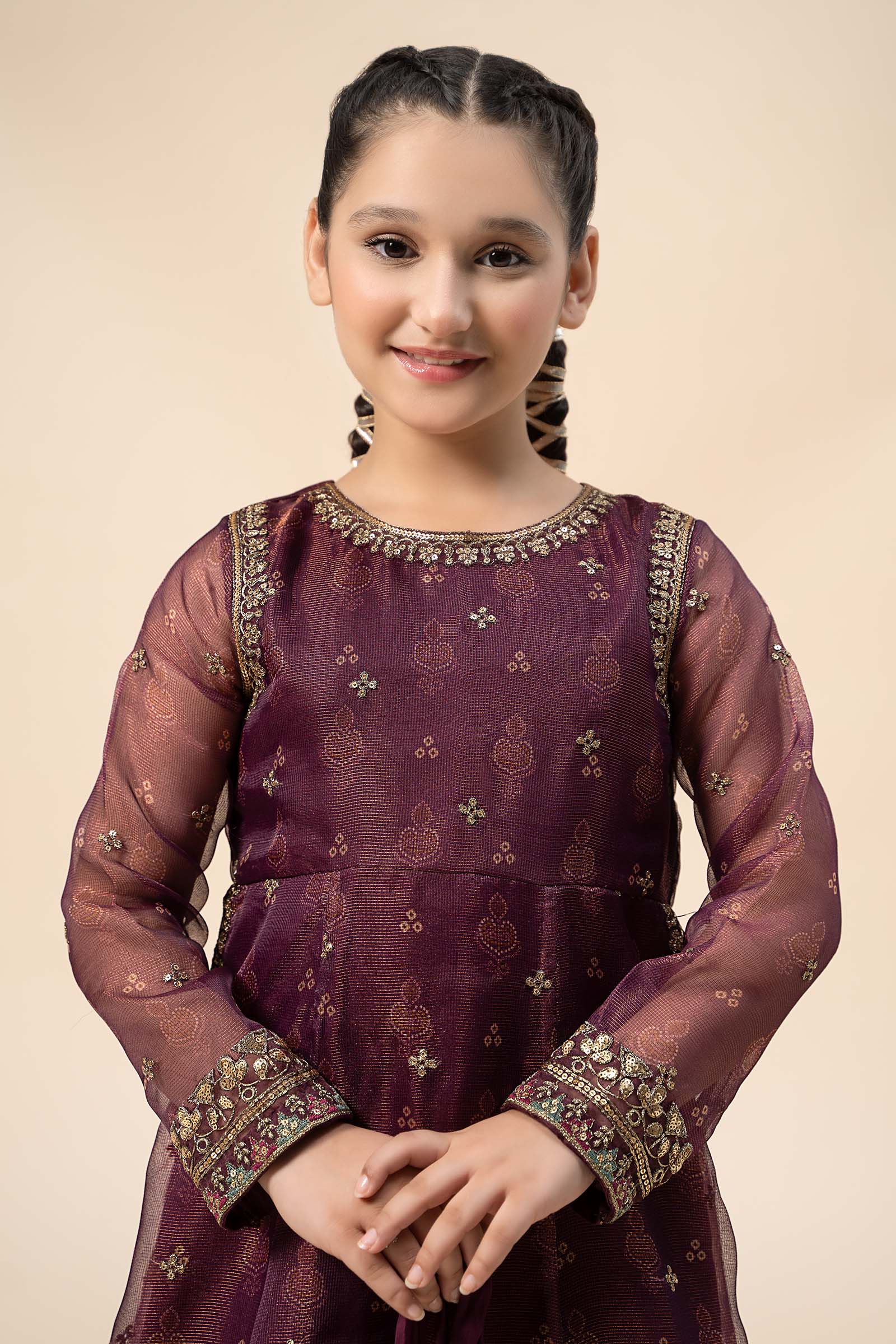 3 Piece Embroidered Cotton Net Suit - Image 2