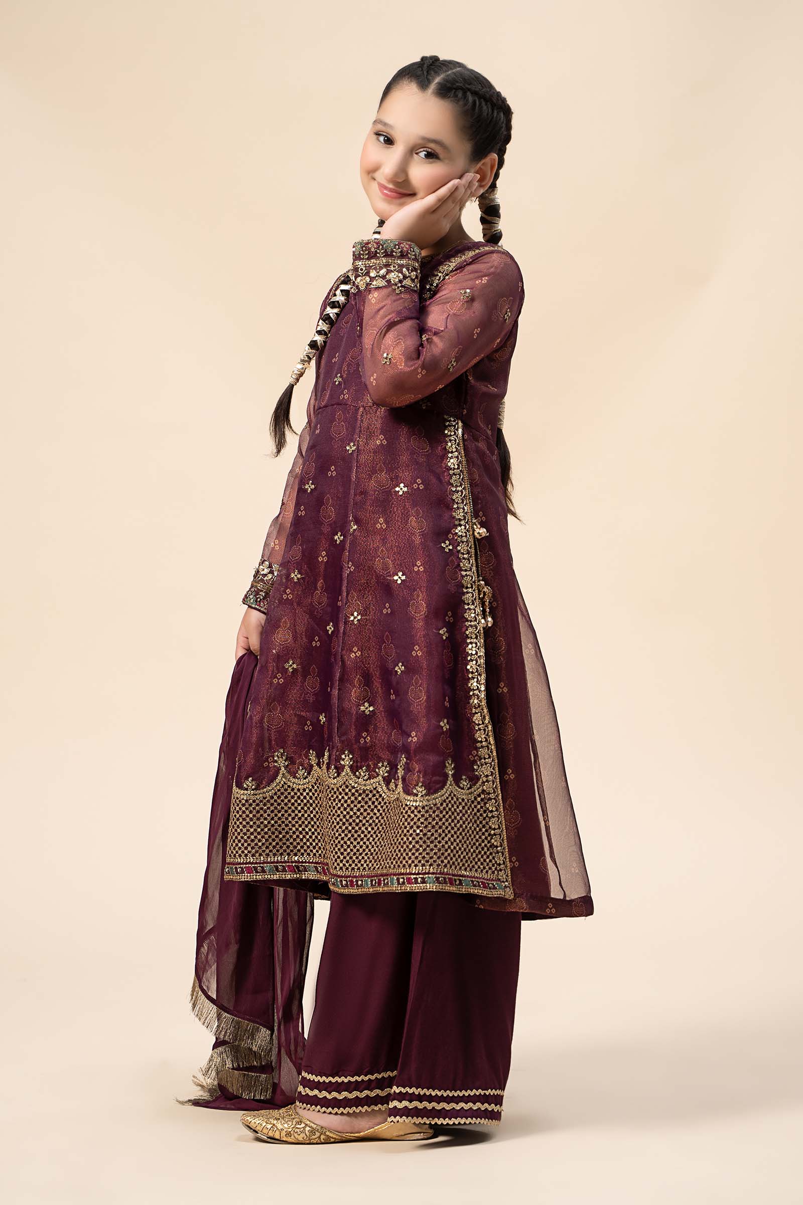 3 Piece Embroidered Cotton Net Suit - Image 3