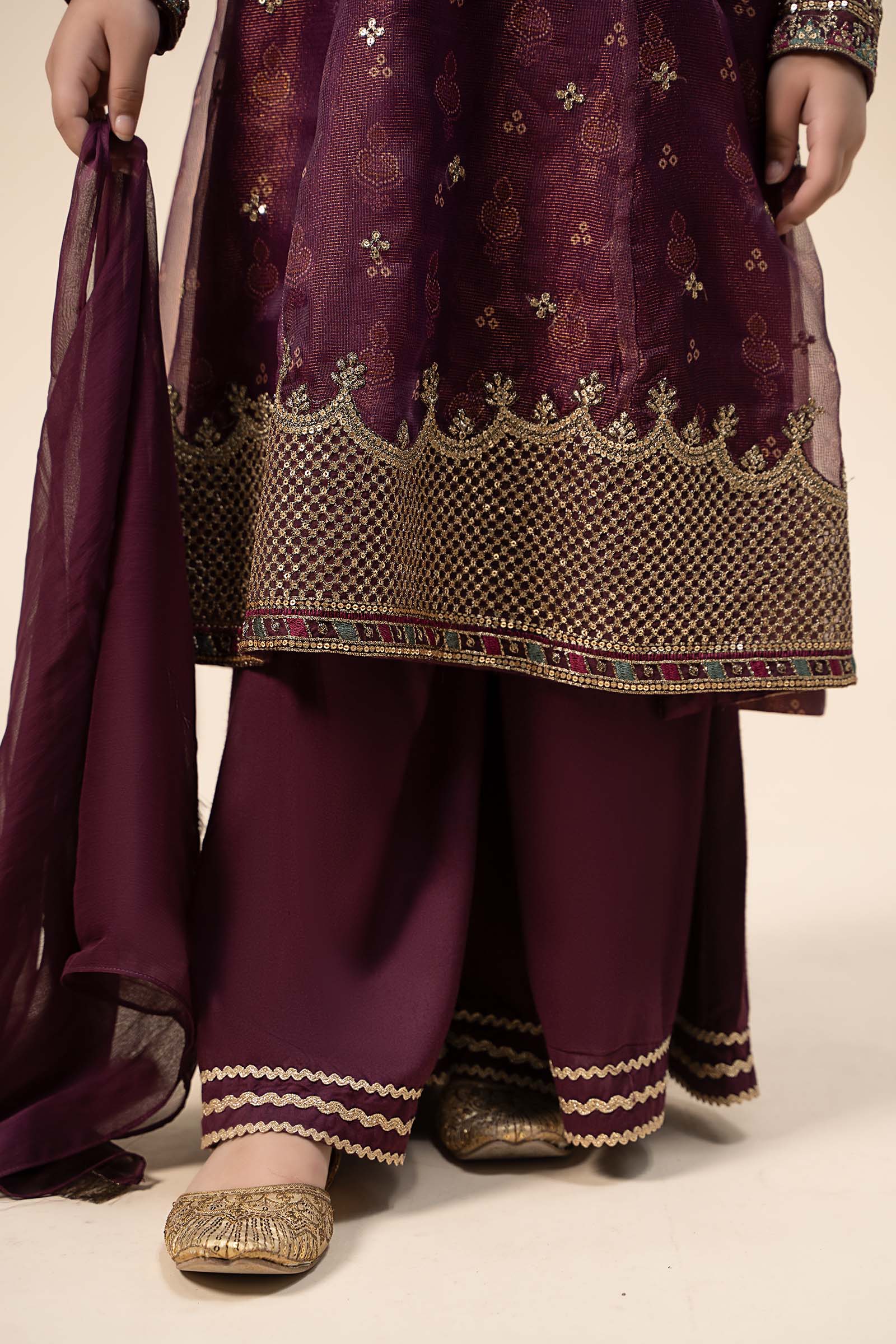 3 Piece Embroidered Cotton Net Suit - Image 4