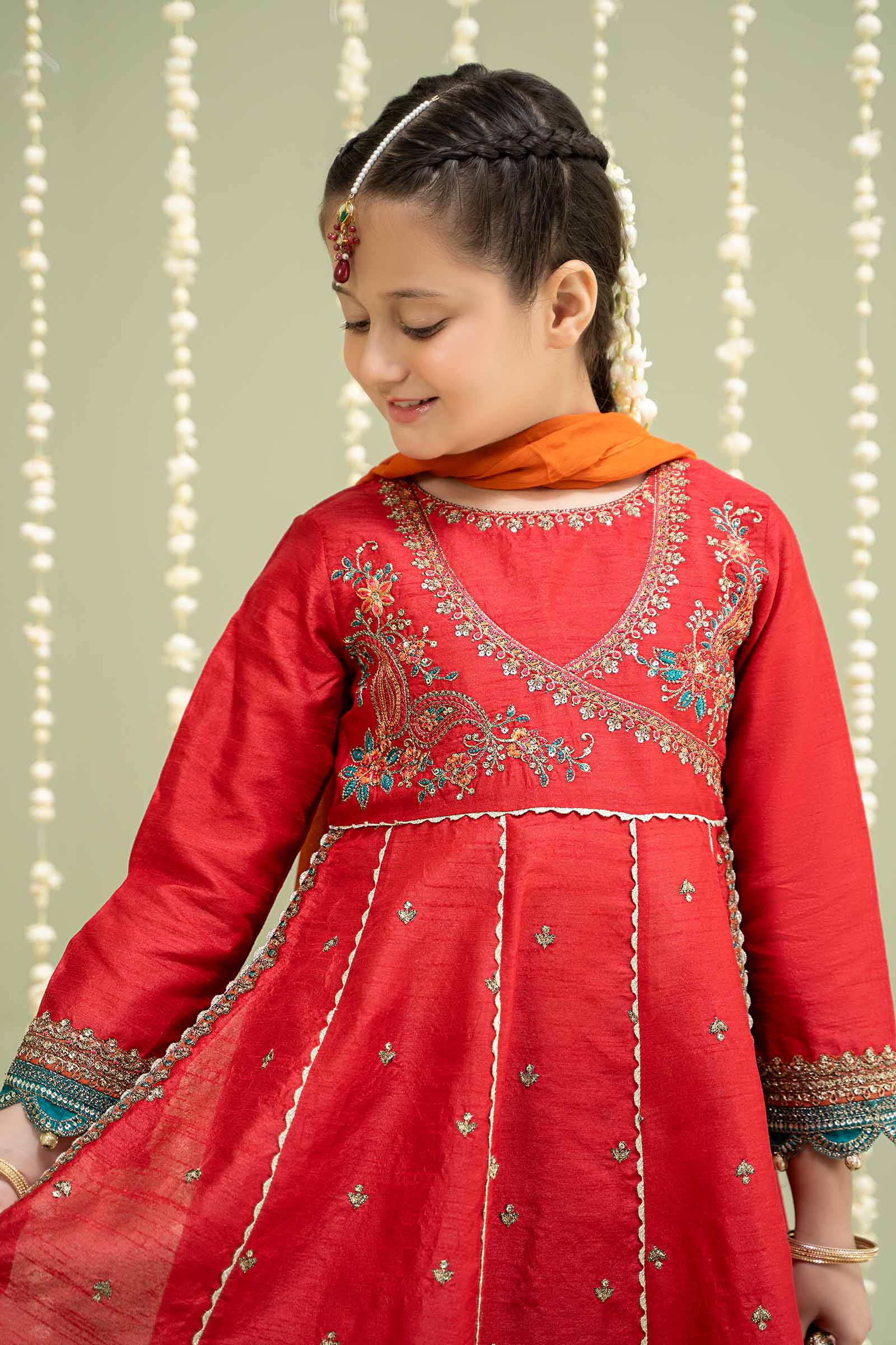 3 Piece Embroidered Raw Silk Suit - Image 5