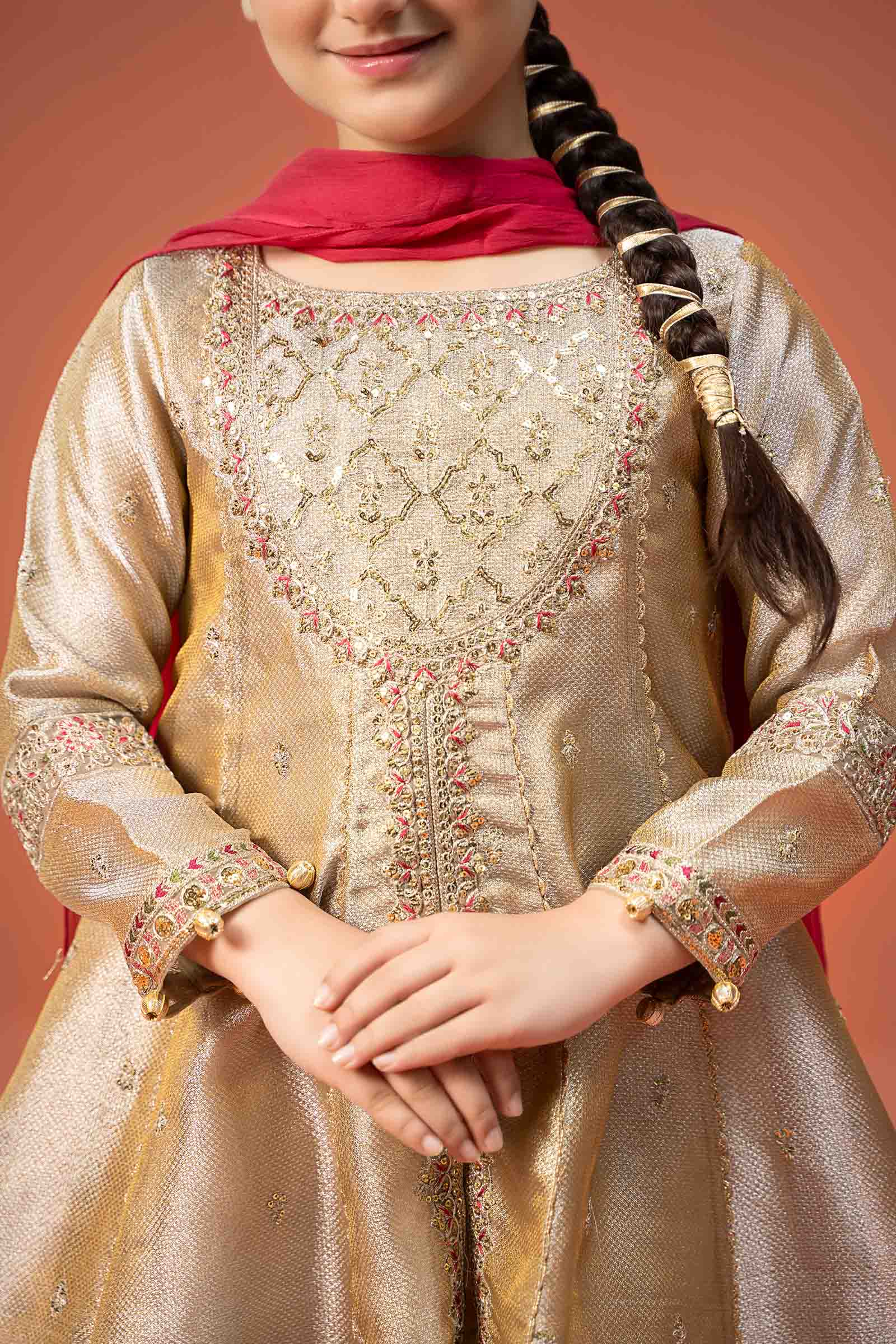 3 Piece Embroidered Zari jacquard Suit - Image 3