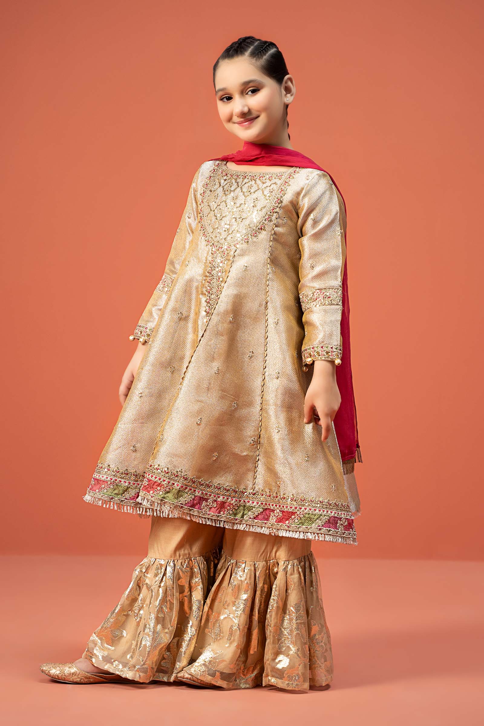 3 Piece Embroidered Zari jacquard Suit - Image 5