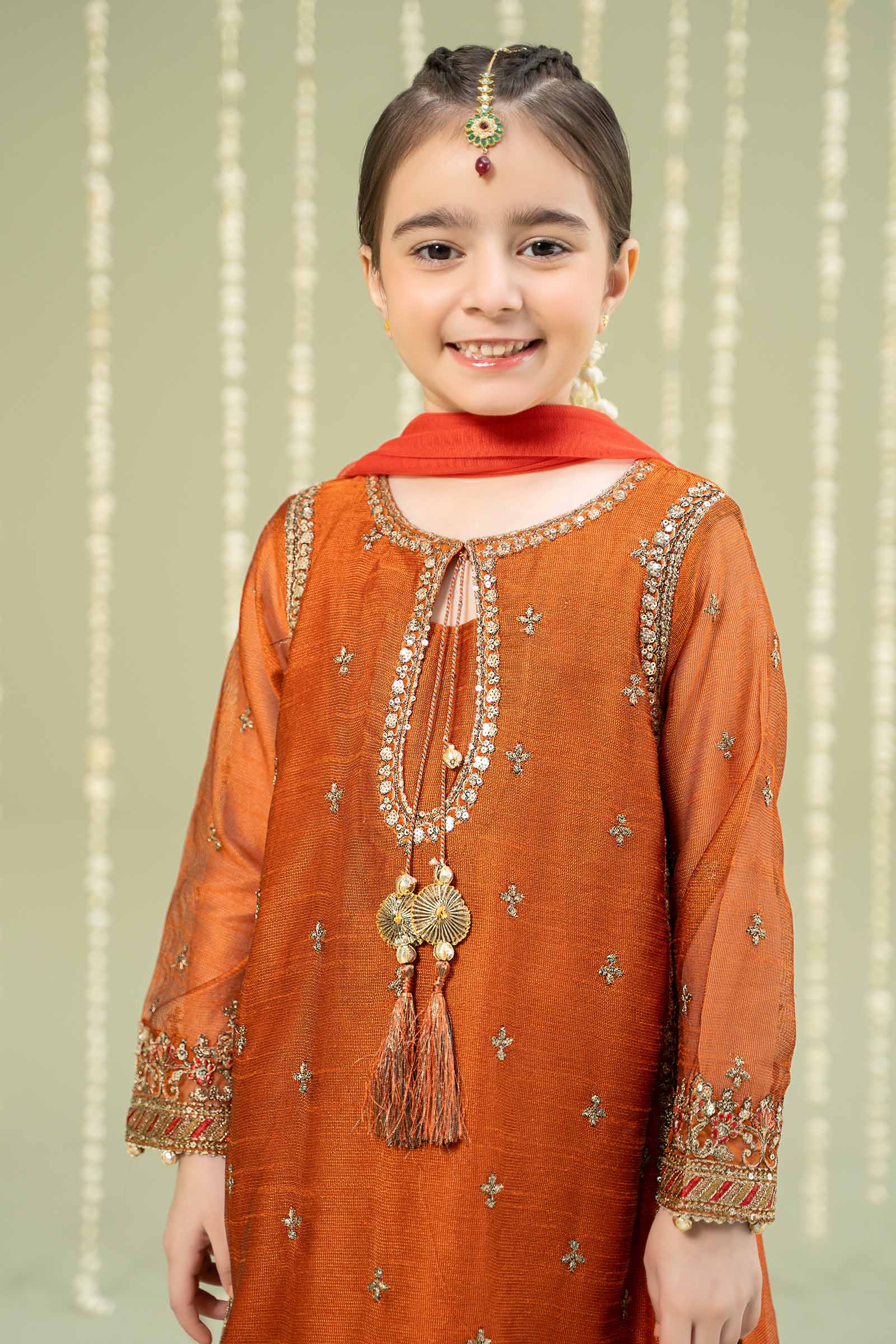 3 Piece Embroidered Paper Cotton Suit - Image 2